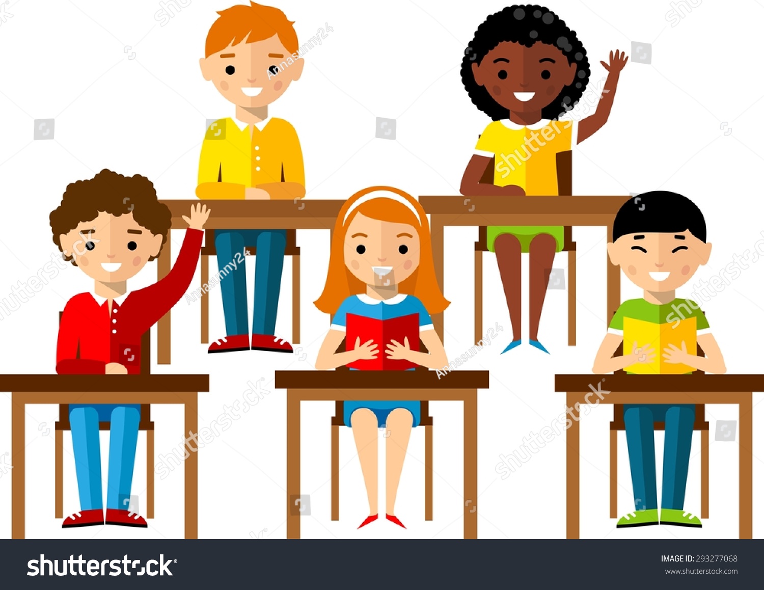 Set Pupil School Desk Flat Learning Stock Vector 293277068 - Shutterstock