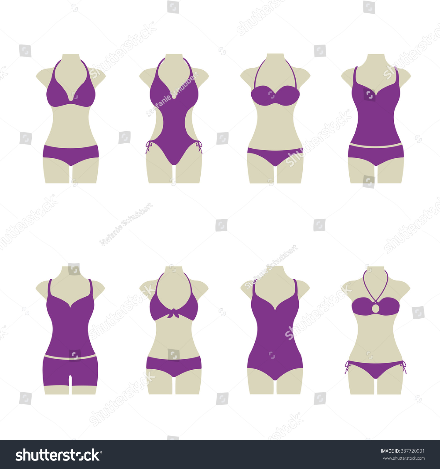 Set Purple Bikinis Stock Vector Royalty Free Shutterstock