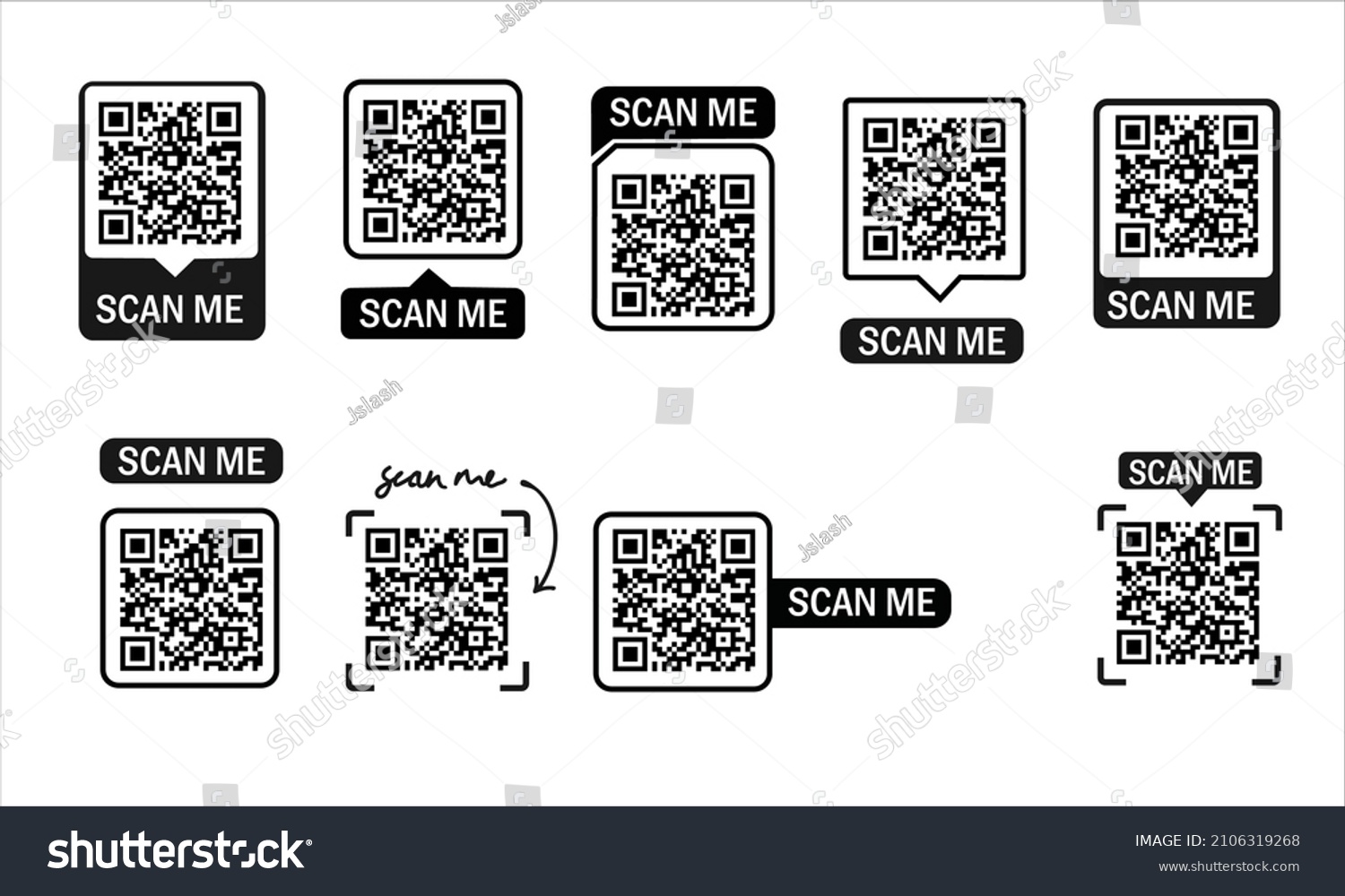 Set Qr Code Frames Scan Me Stock Vector (Royalty Free) 2106319268 ...