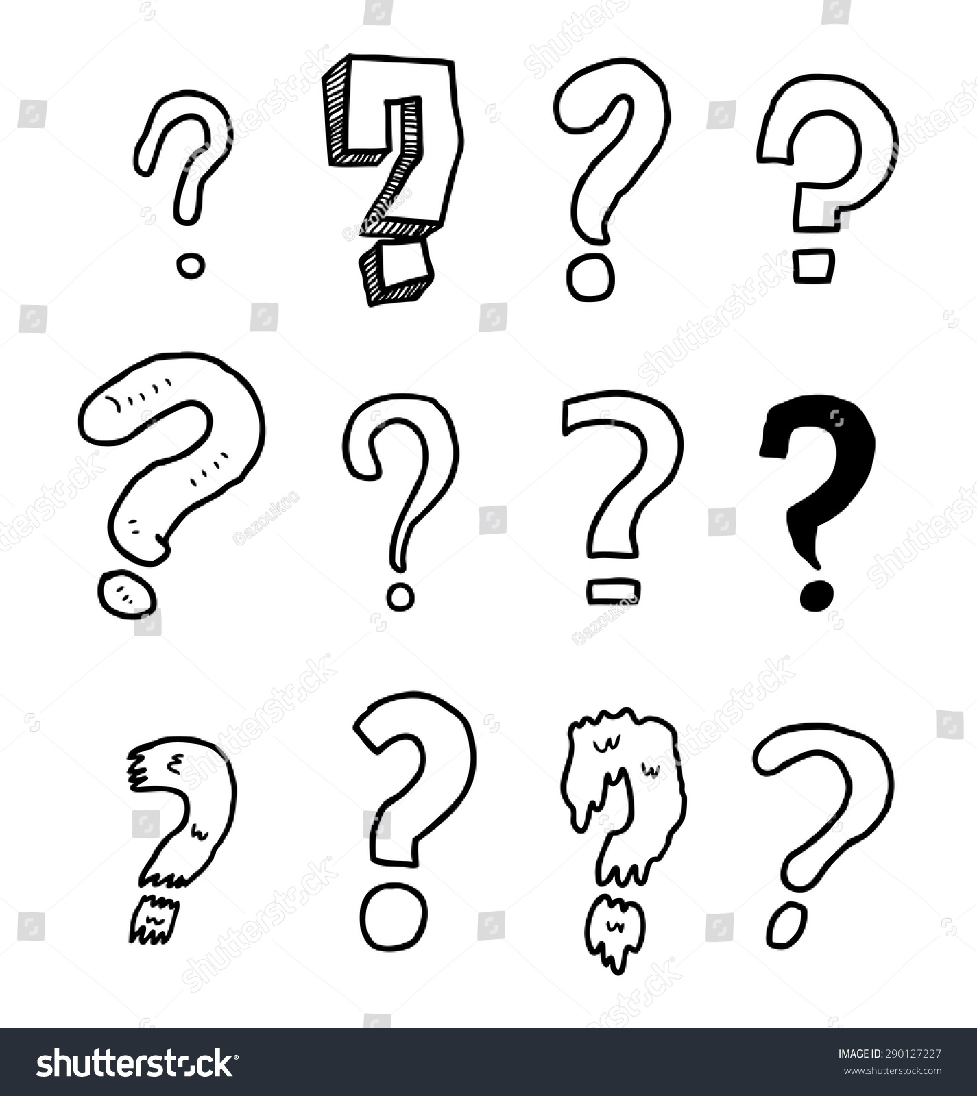 Set Question Mark Doodles Stock Vector Royalty Free 290127227 Shutterstock 