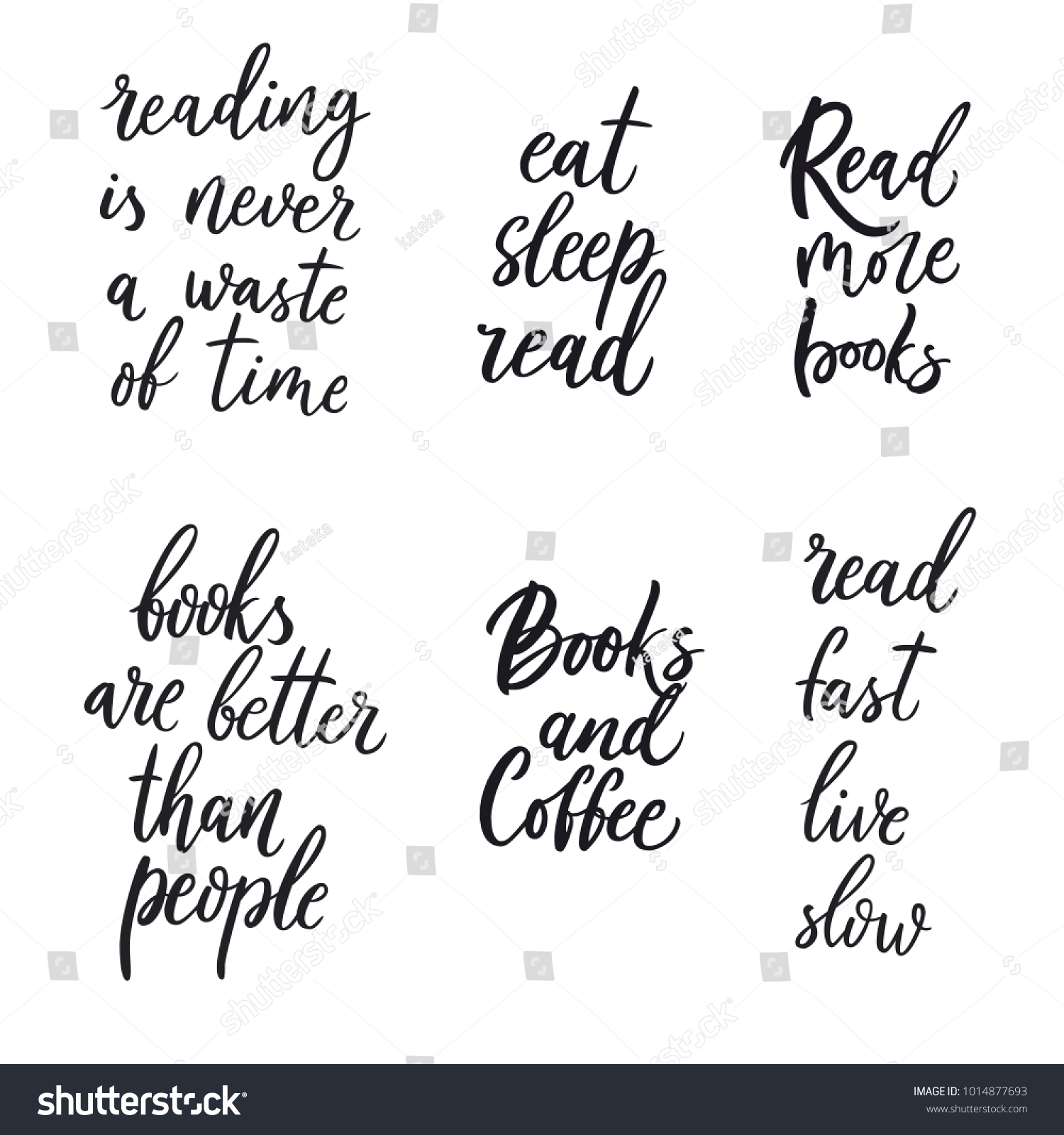Set of quotes about books and reading vector illustration on white background hand drawn