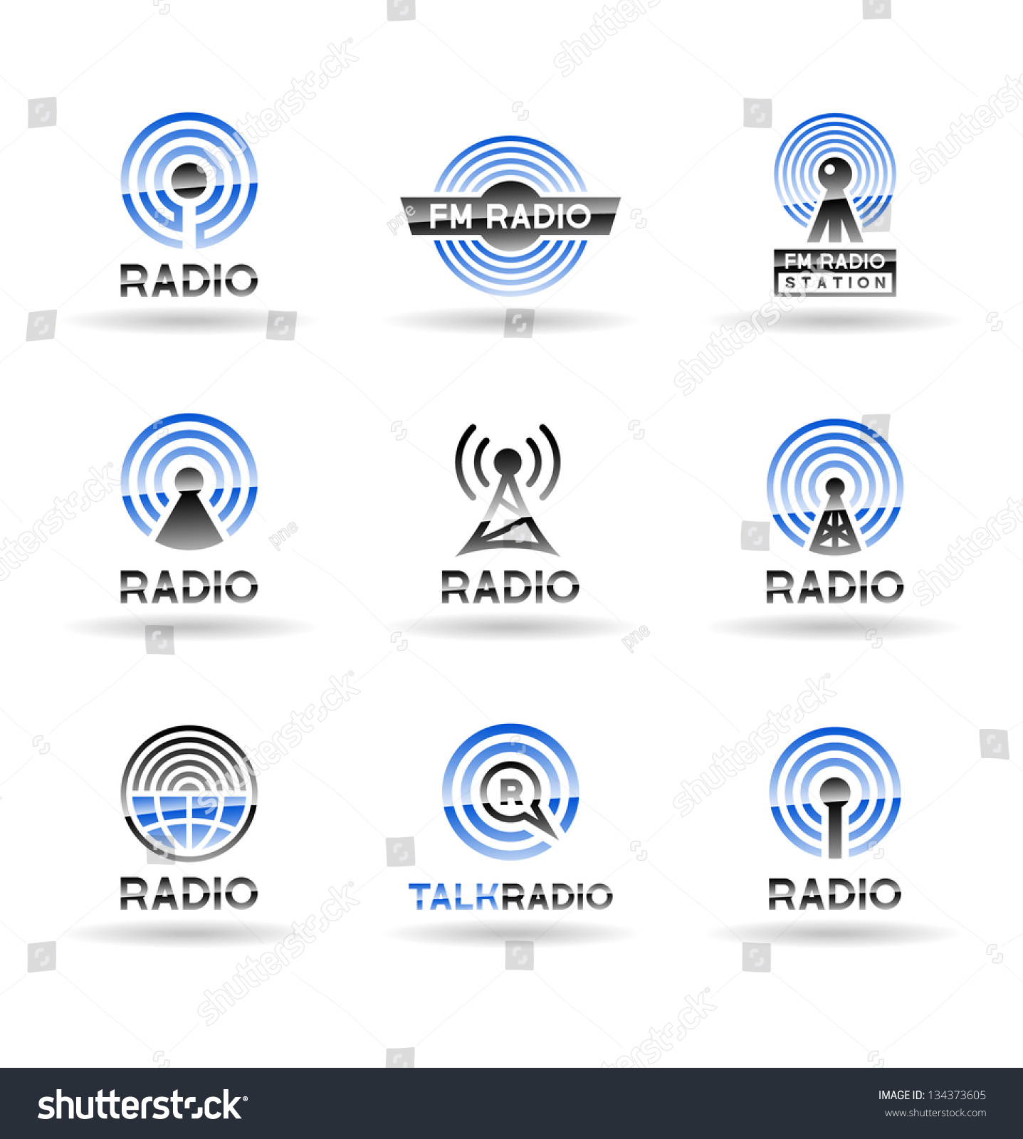 Set Of Radio Station Icons. Vol 1. Stock Vector Illustration 134373605 ...