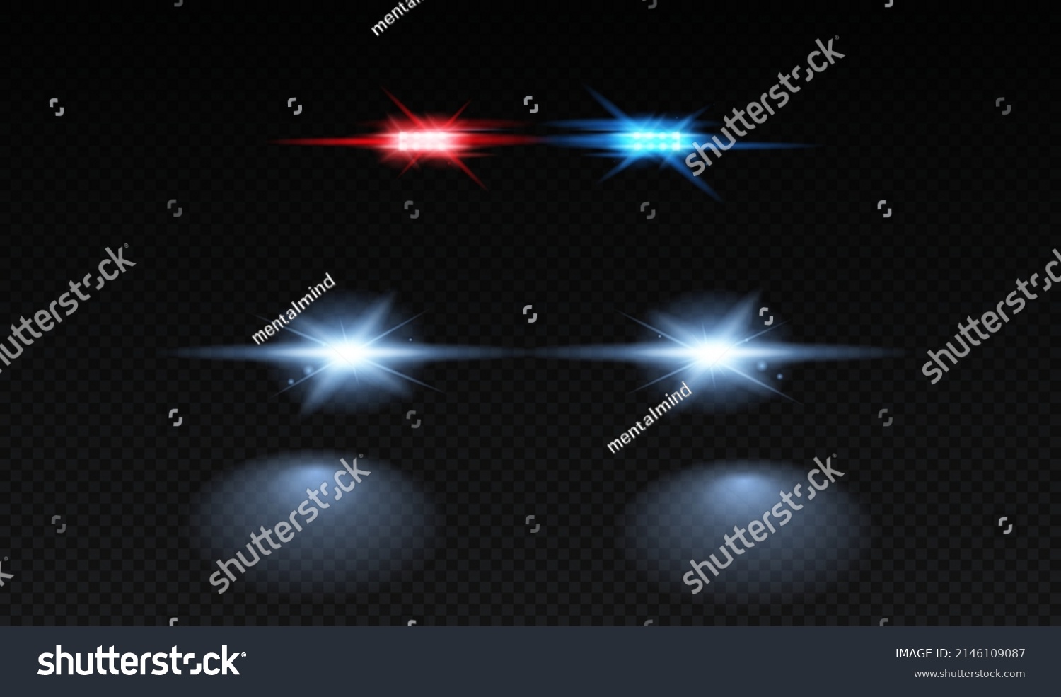 Set Realistic Flashers Red Blue Sirens Stock Vector (Royalty Free ...