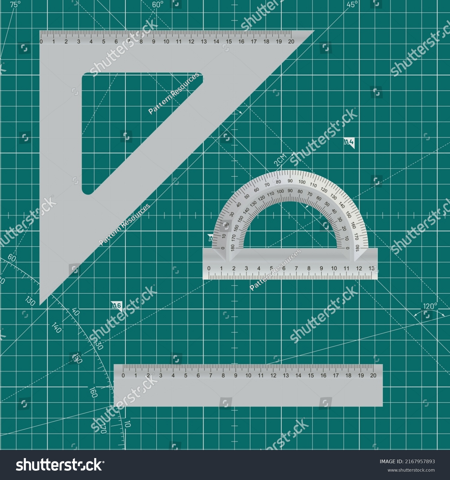 Set Realistic Rulers Strait Triangle Angle Stock Vector (Royalty Free ...