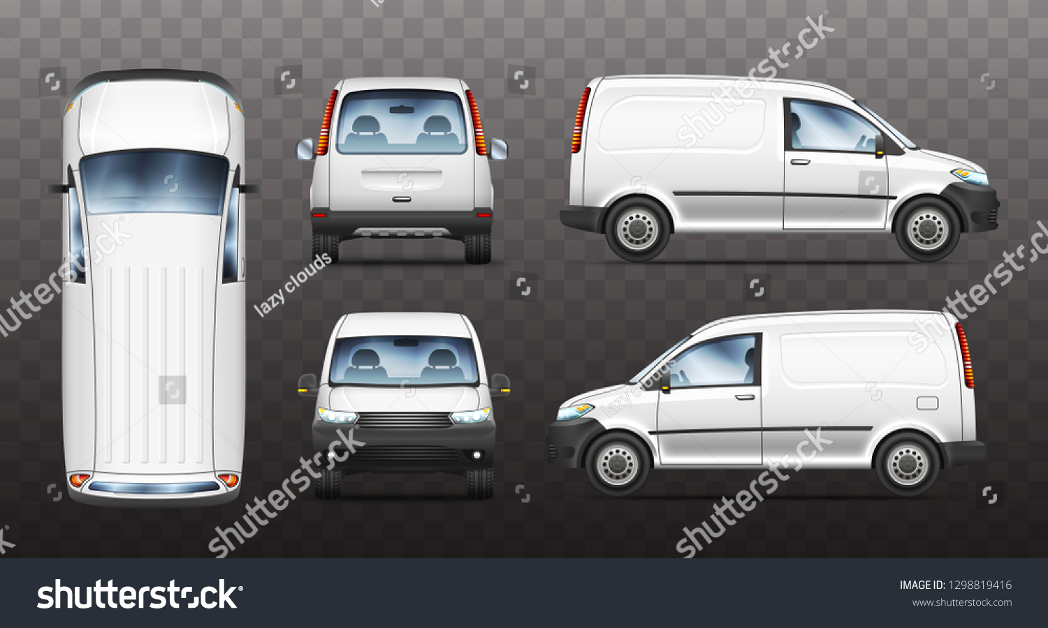 Set Realistic Vector Illustrations Mini Van Stock Vector (royalty Free 