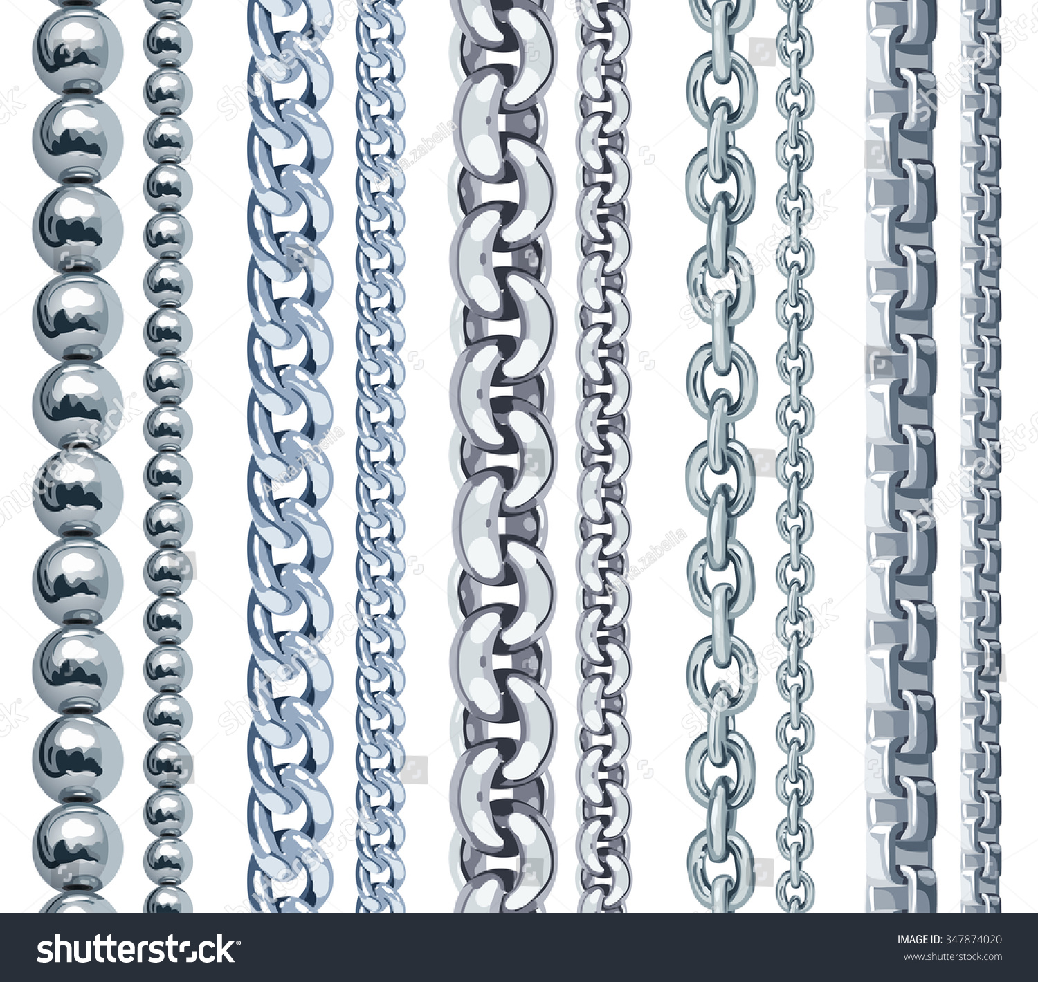 Set Realistic Vector Silver Chains Vector Stock Vector (Royalty Free ...