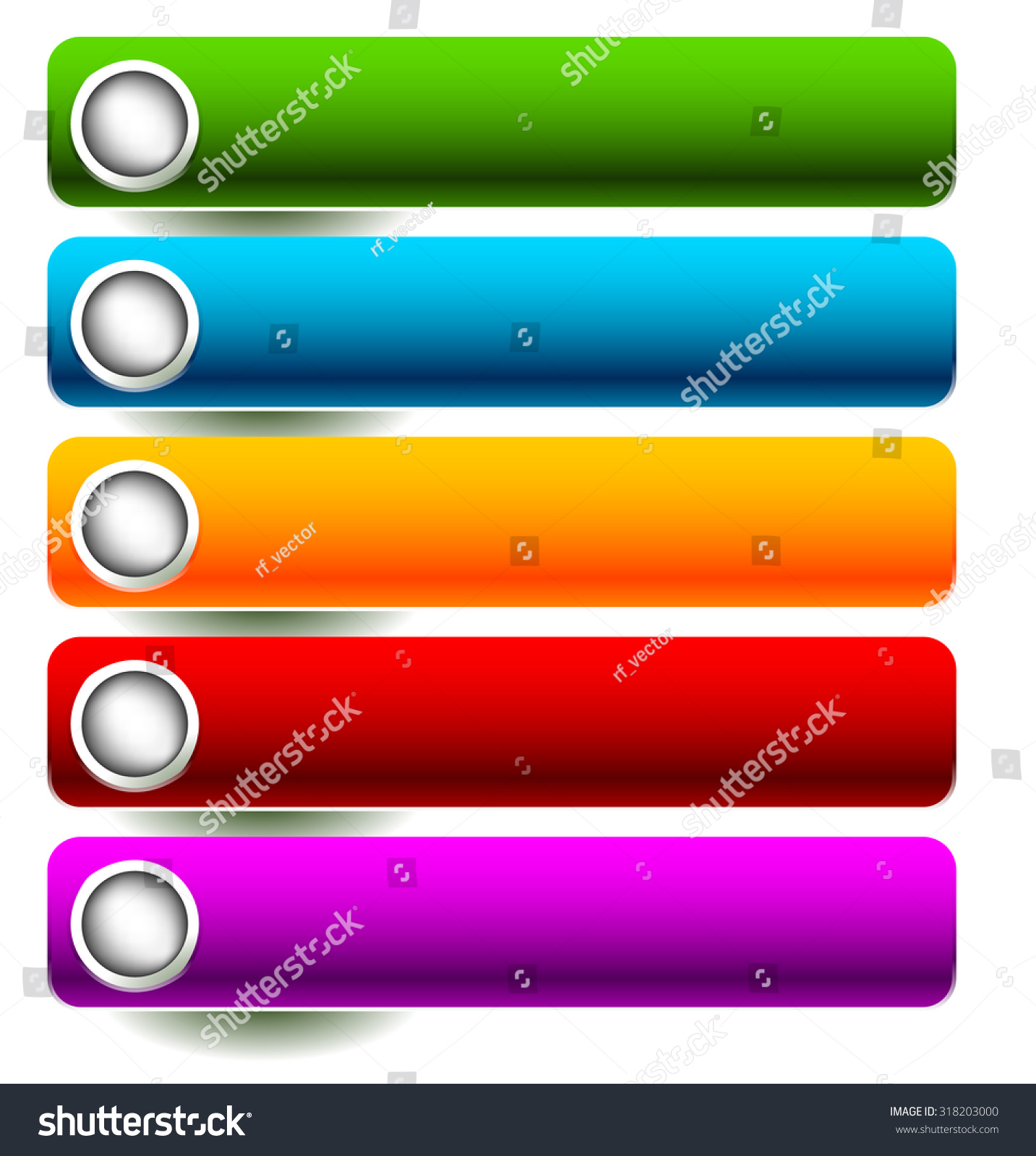 Set Rectangular Buttons Rounded Corners Colorful Stock Vector (Royalty ...