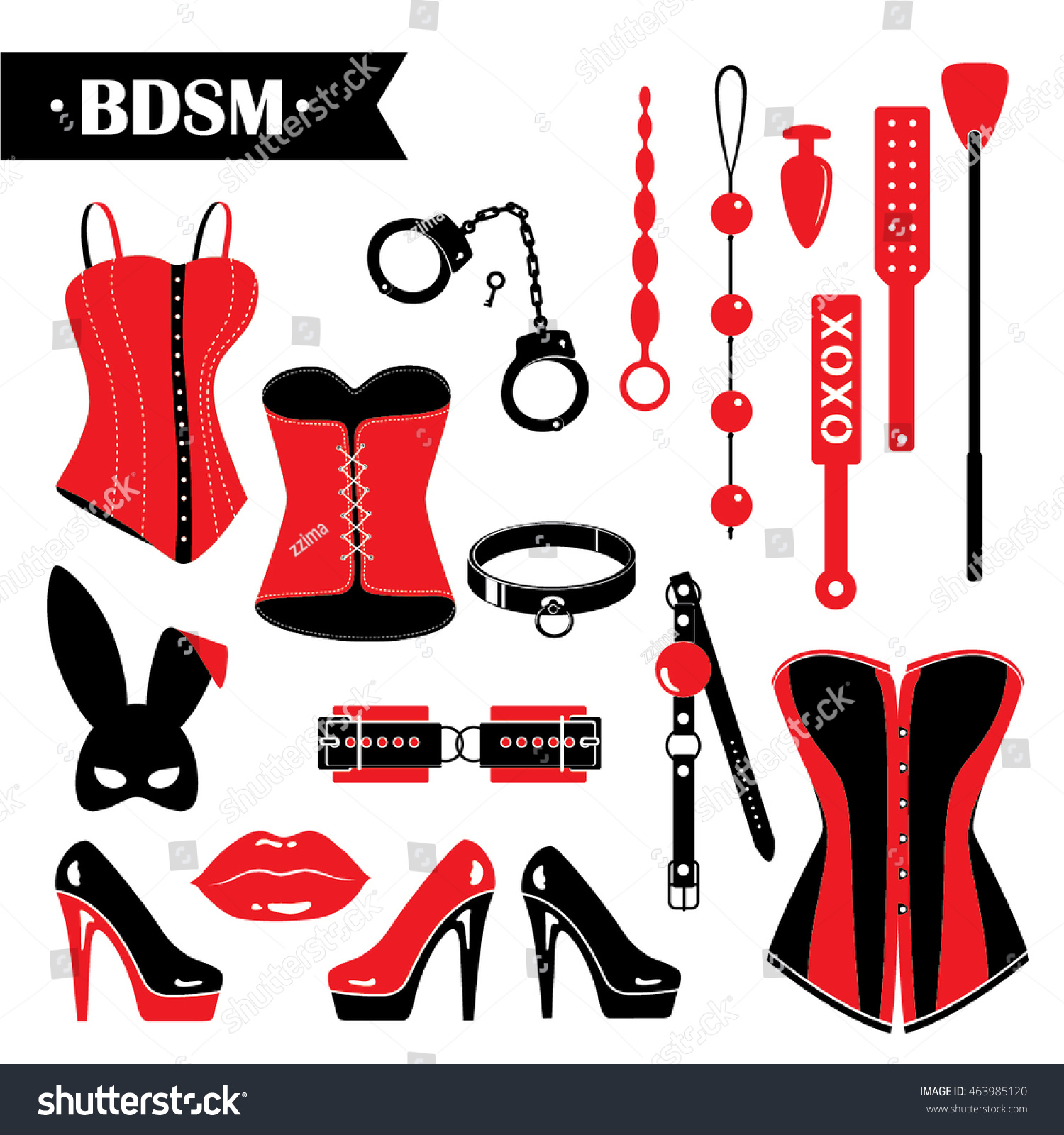 Set Of Red Icons Bdsm Vector Illustration 463985120 Shutterstock