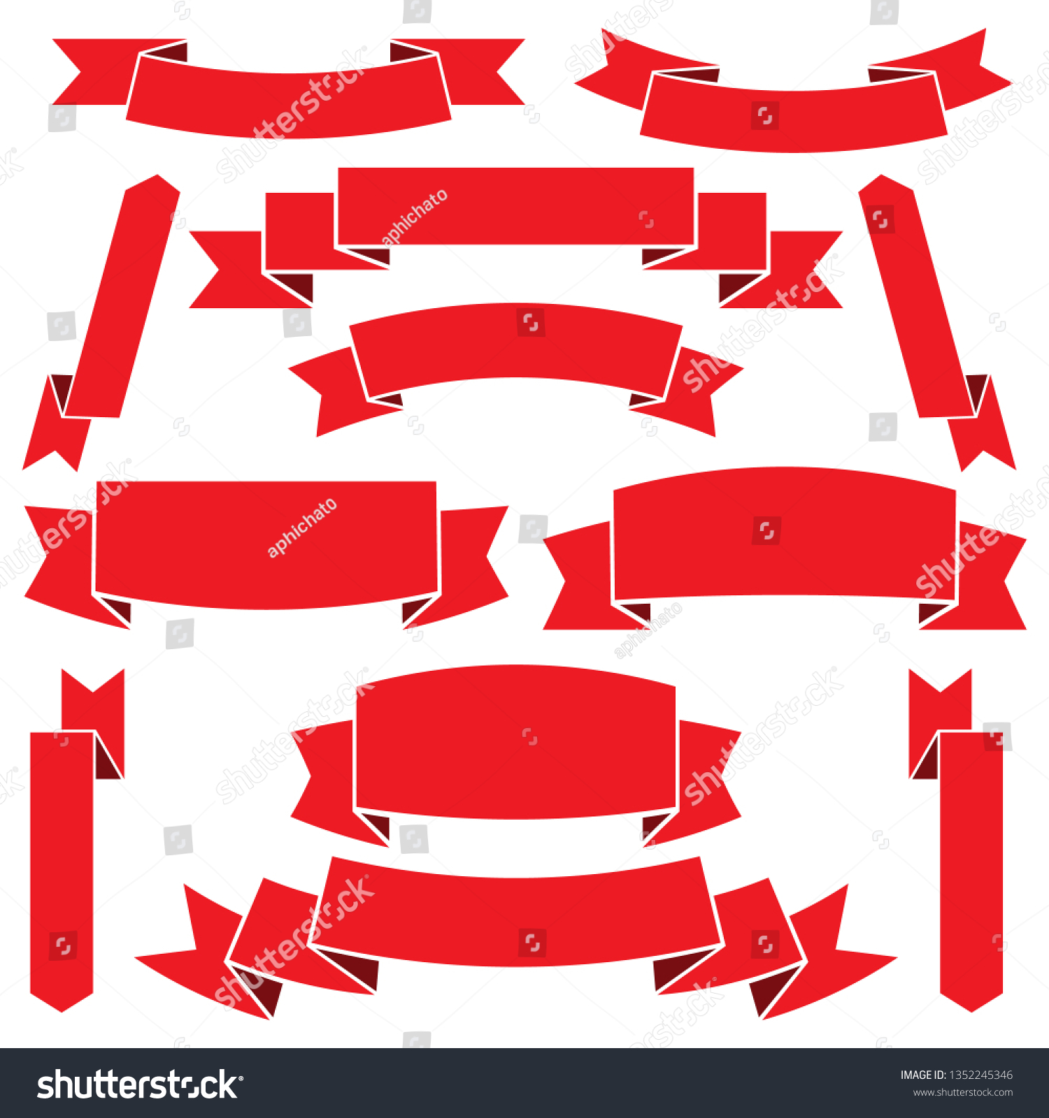SVG of set of red ribbon banner icon,glyph ribbon banner,ribbon vector banner, on white background svg