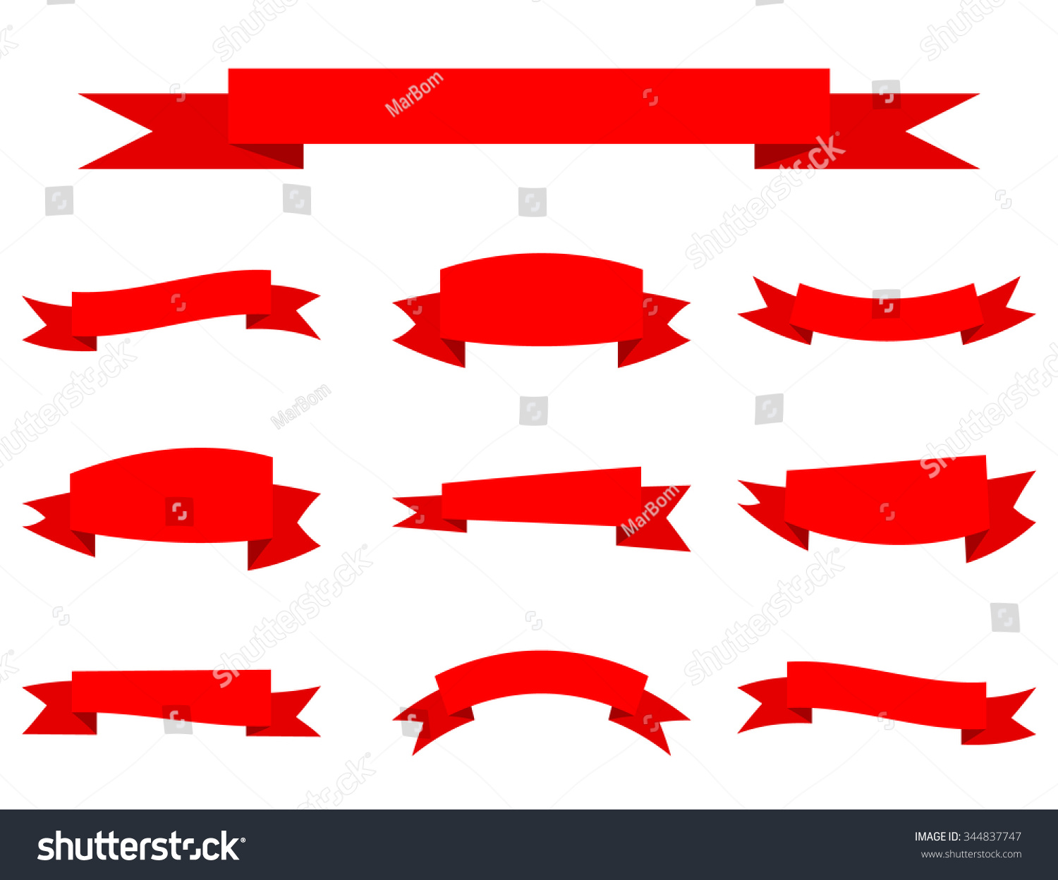 Set Of Red Ribbon Banners Vector - 344837747 : Shutterstock