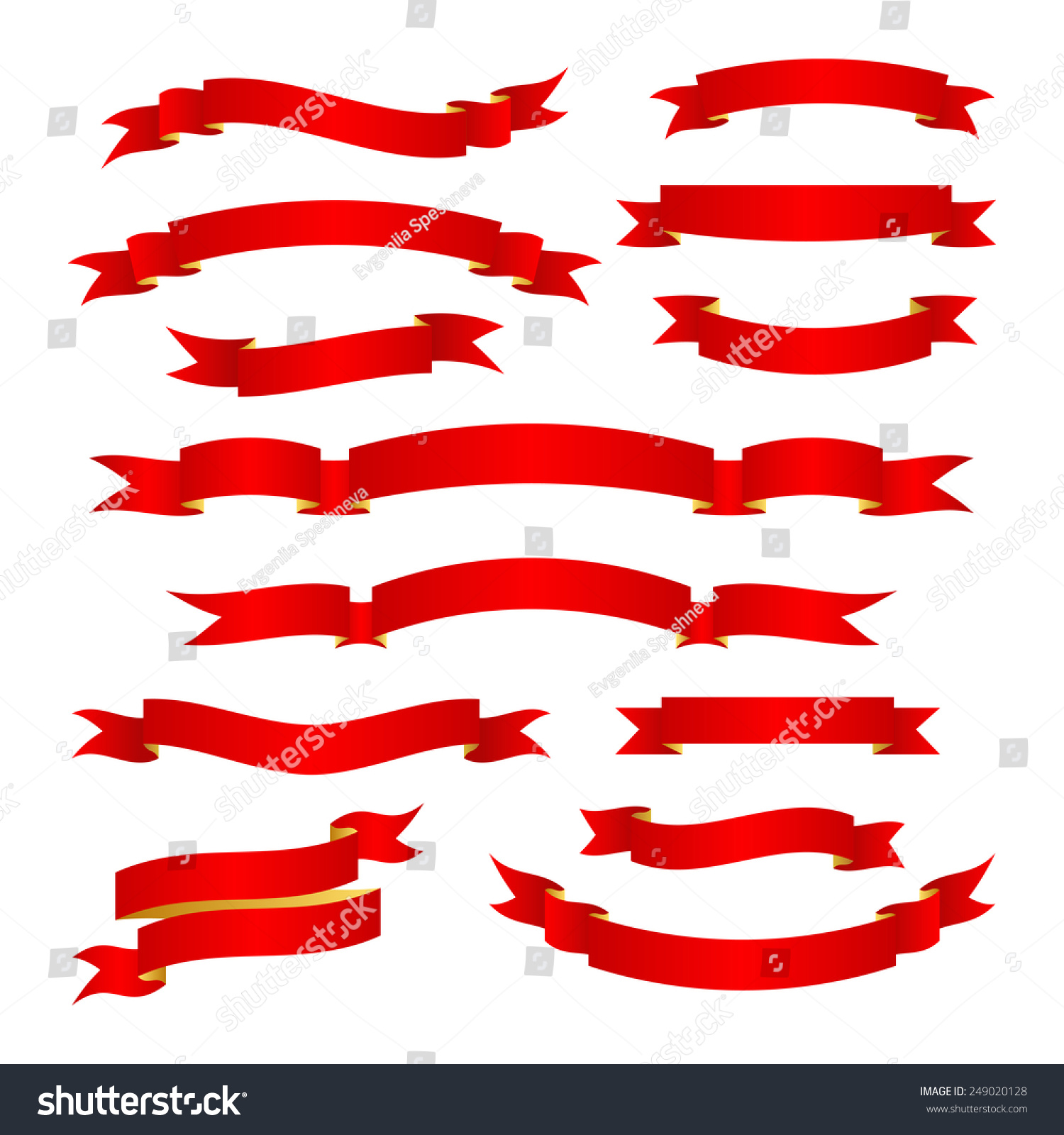 Set Red Ribbon Banners Vector Illustration Stock Vector Royalty Free 249020128 Shutterstock 6378