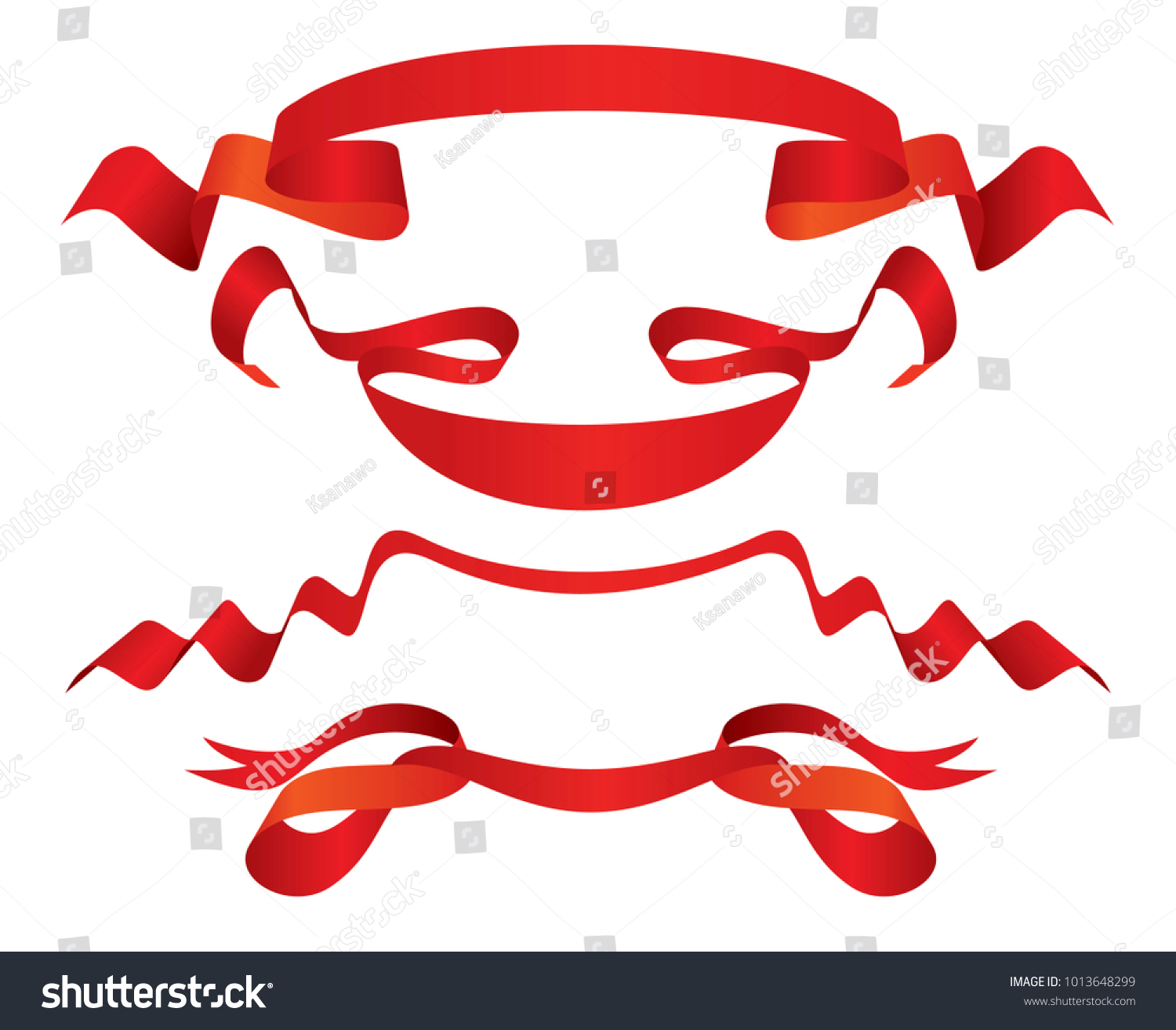 Set Red Ribbons Vector Illustration เวกเตอร์สต็อก ปลอดค่าลิขสิทธิ์