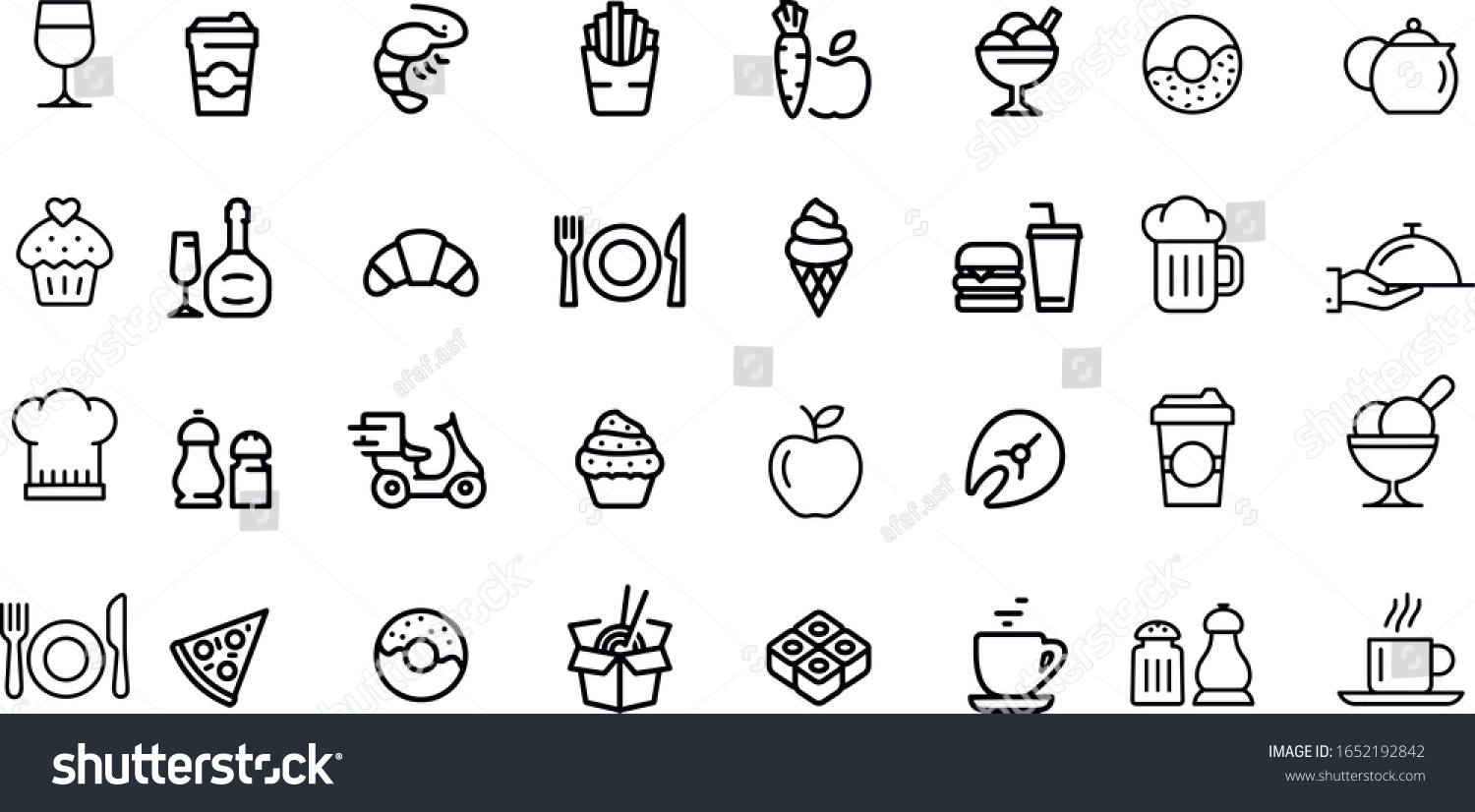 Set Restaurants Icons Vector Design Black Stock Vector (royalty Free 