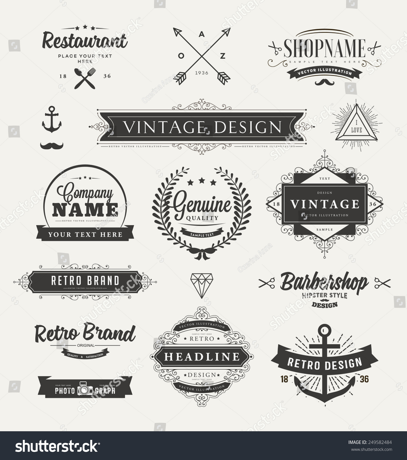 Set Retro Brand Vintage Insignias Logotypes Stock Vector (Royalty Free ...