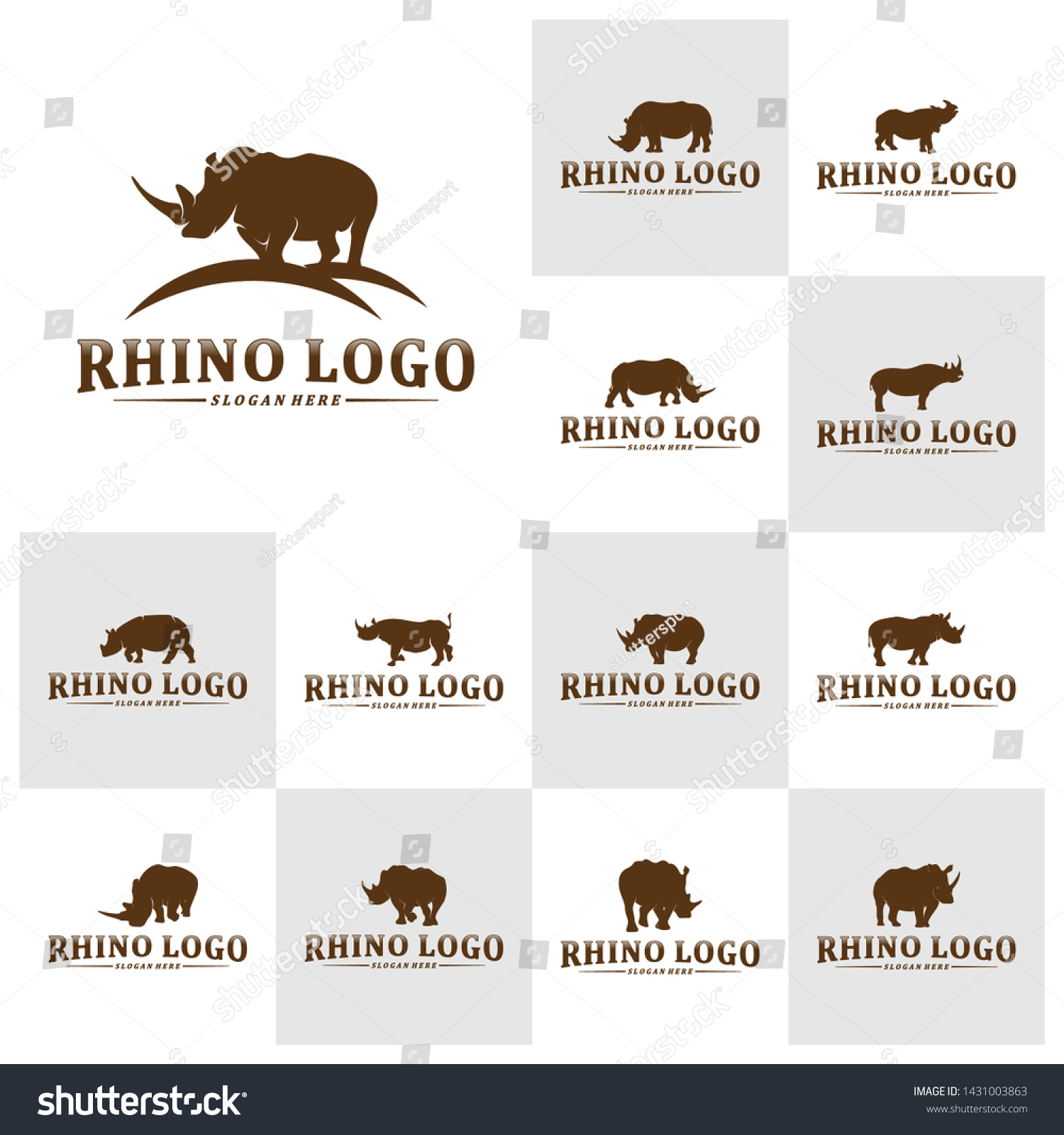 Set Rhino Logo Design Vector Template Vector De Stock Libre De