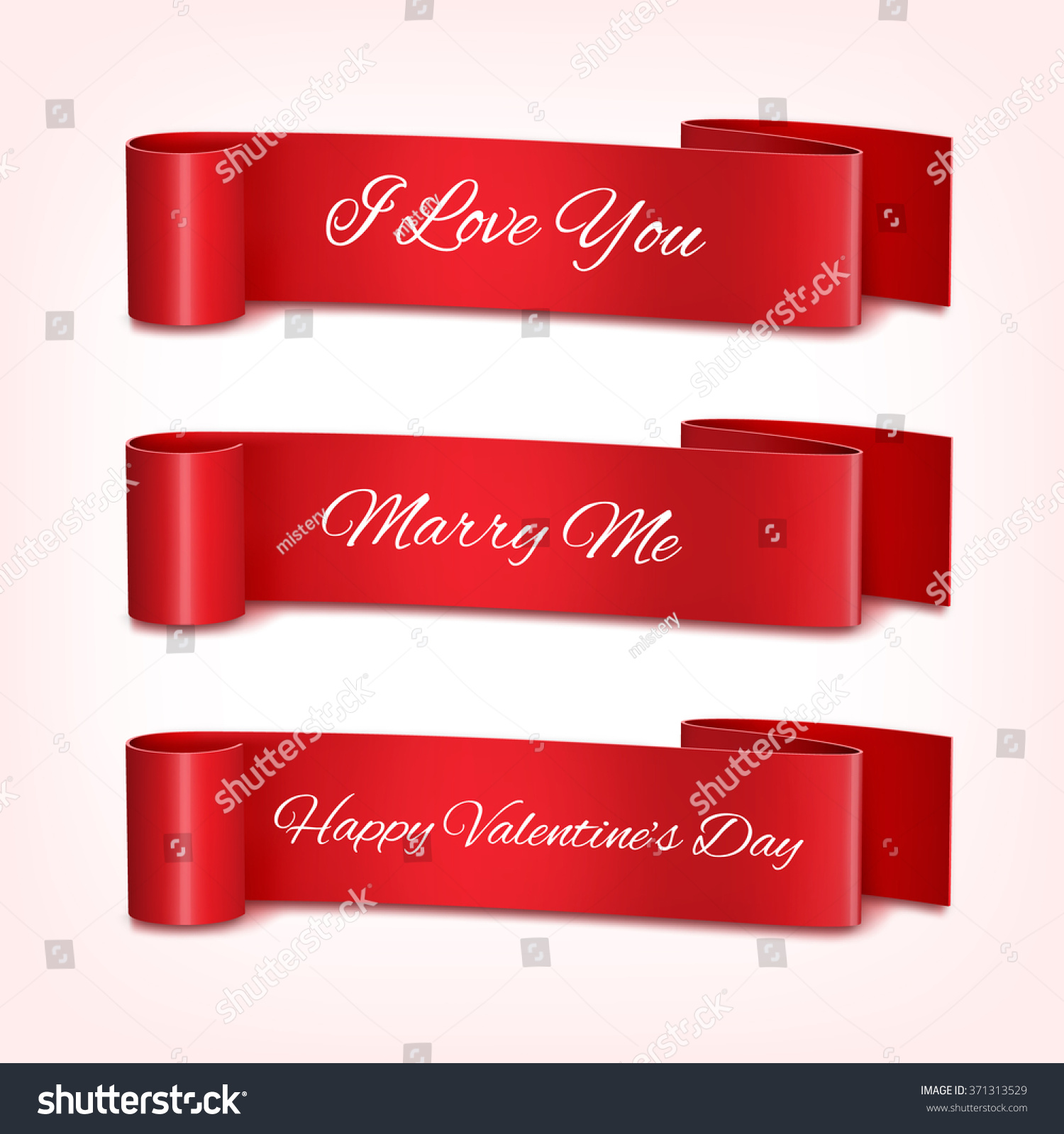 Set Of Ribbon For A Valentine'S Day. Eps10 Vector - 371313529