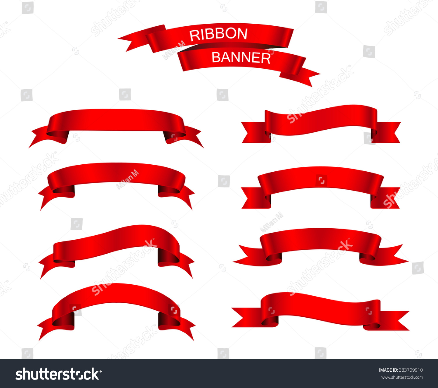 Set Ribbons Ribbon Banner Vector Illustration Stock Vector (Royalty