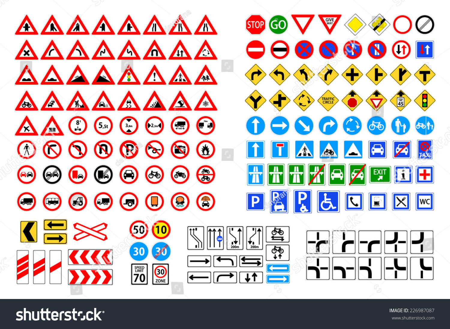 Set Road Sign Collection Warning Priority Stock Vector (Royalty Free ...