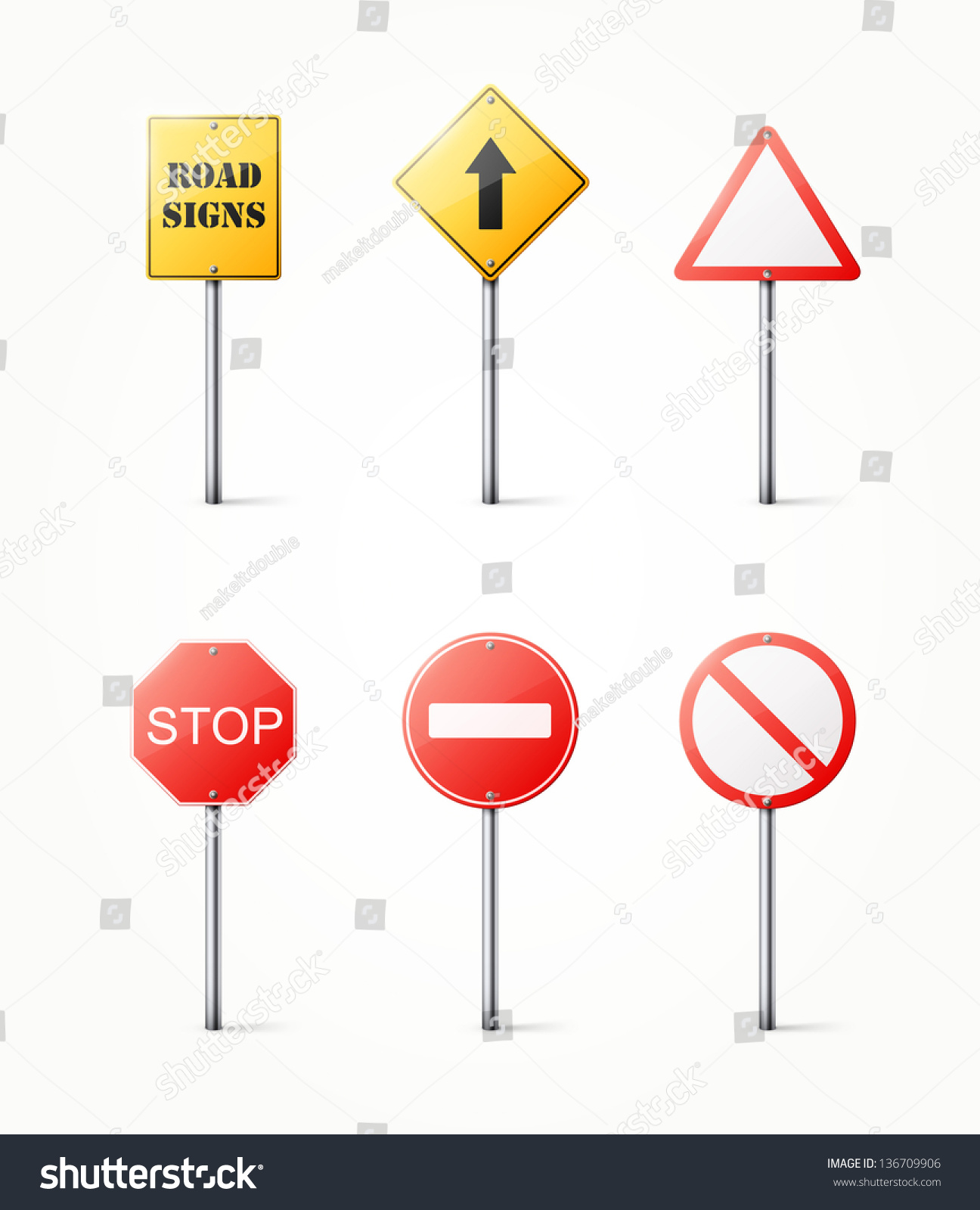 Set Of Road Signs Eps10 Vector Illustration - 136709906 : Shutterstock