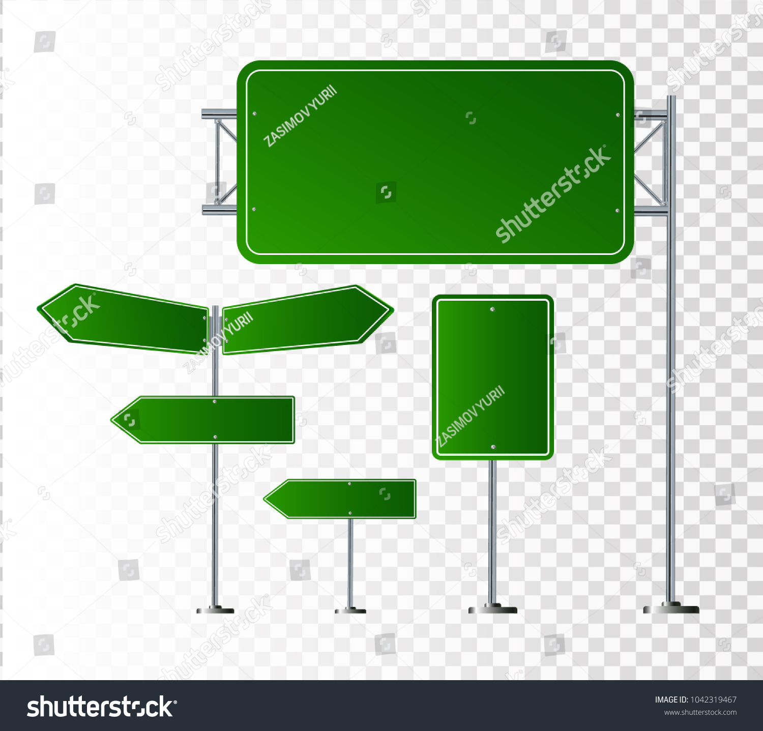 Set Road Signs Isolated On Transparent Stock Vector Royalty Free