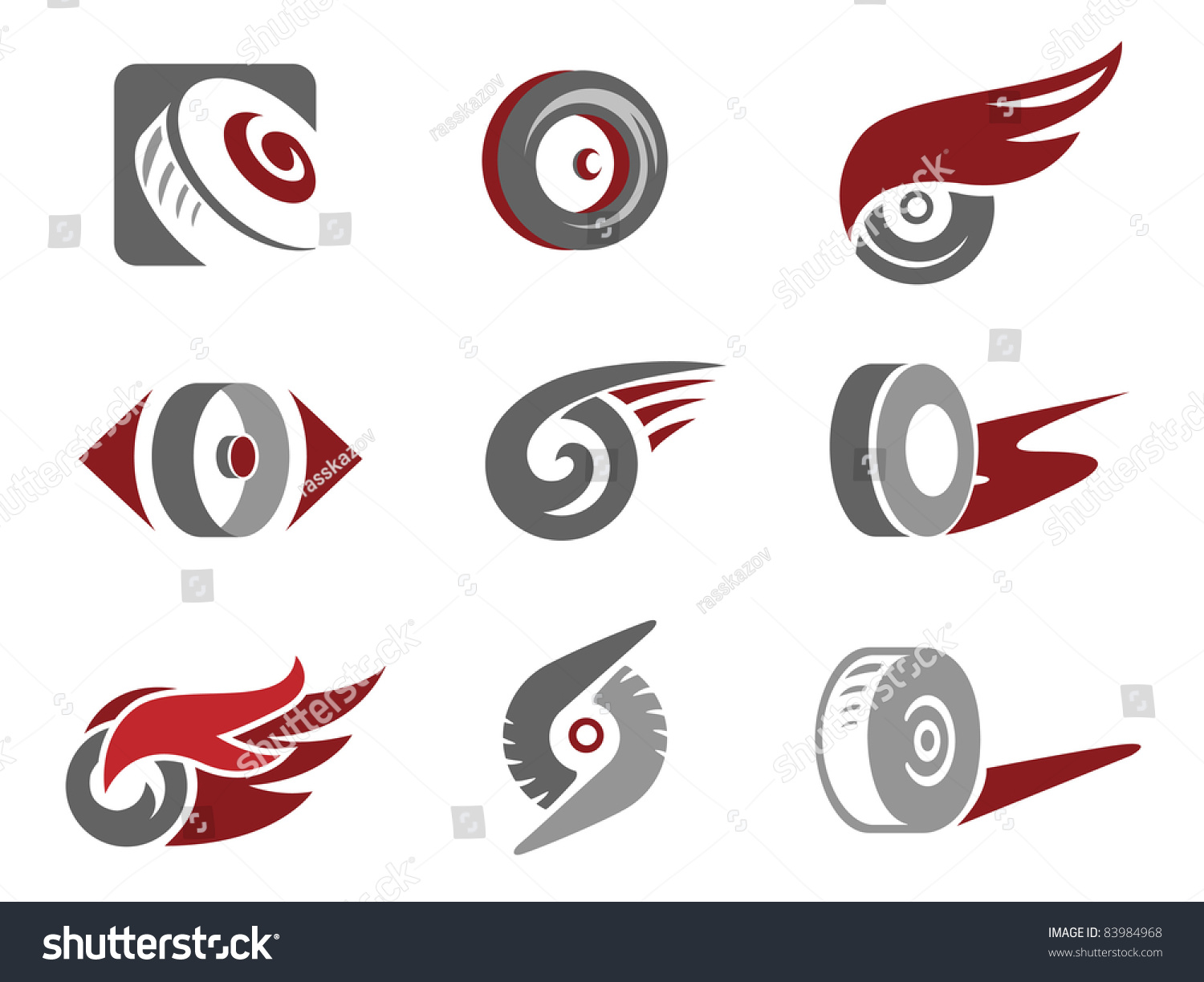 Set Of Rolling Wheel Symbols. Stock Vector Illustration 83984968 ...