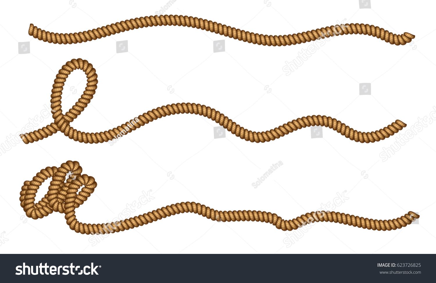 Set Rope Border Tying Knot Sailor Stock Vector 623726825 - Shutterstock