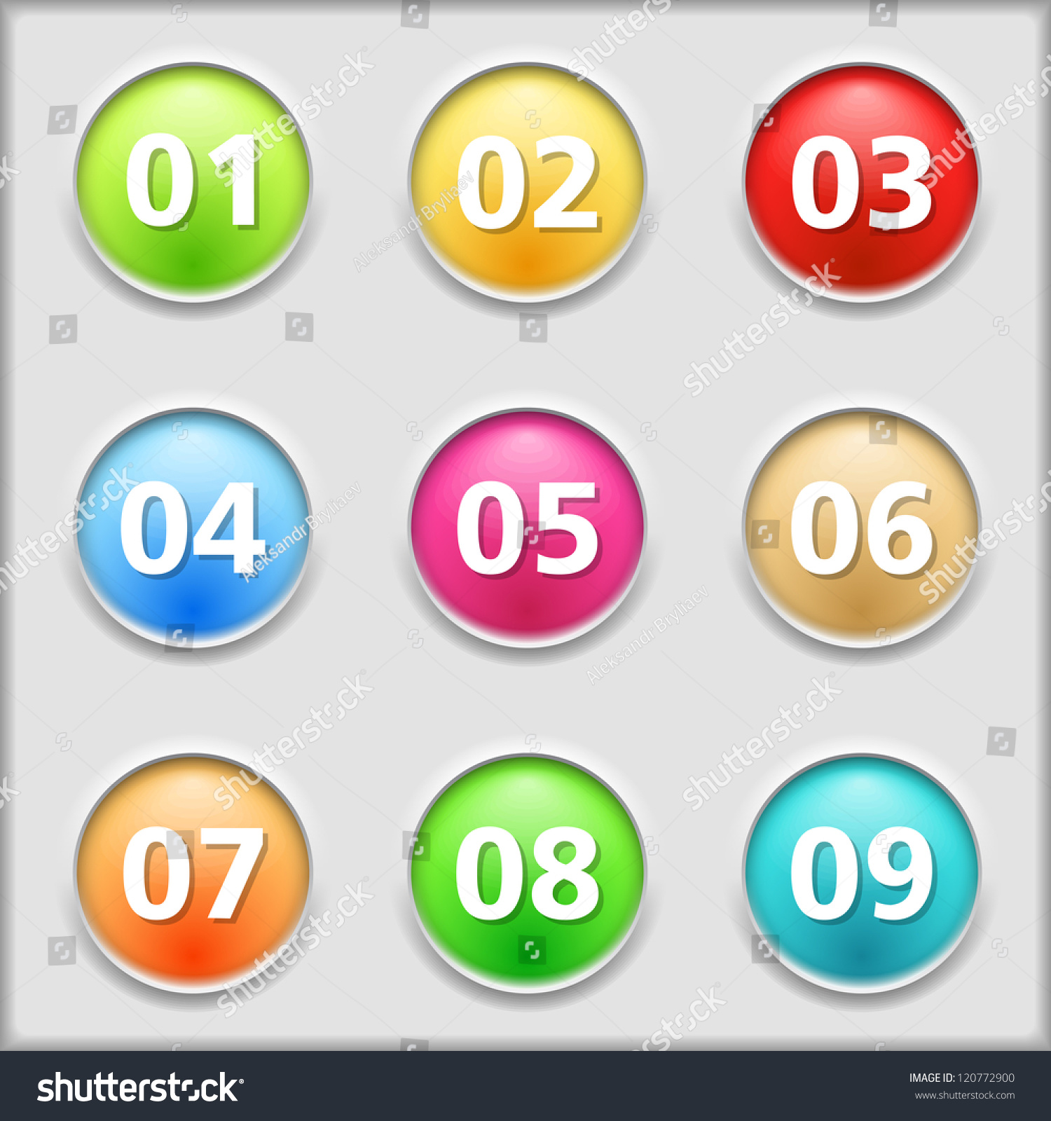 Set Of Round Buttons With Numbers, Vector Eps10 Illustration ...