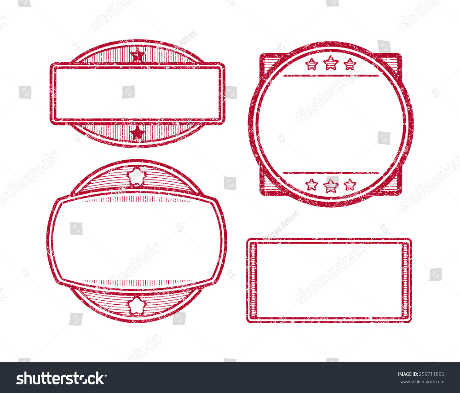 set 4 rubber stamps templates stock vector 259711895 shutterstock