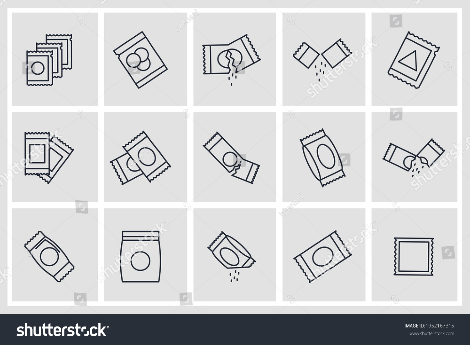 Set Sachet Icon Sachet Pack Symbol Stock Vector Royalty Free