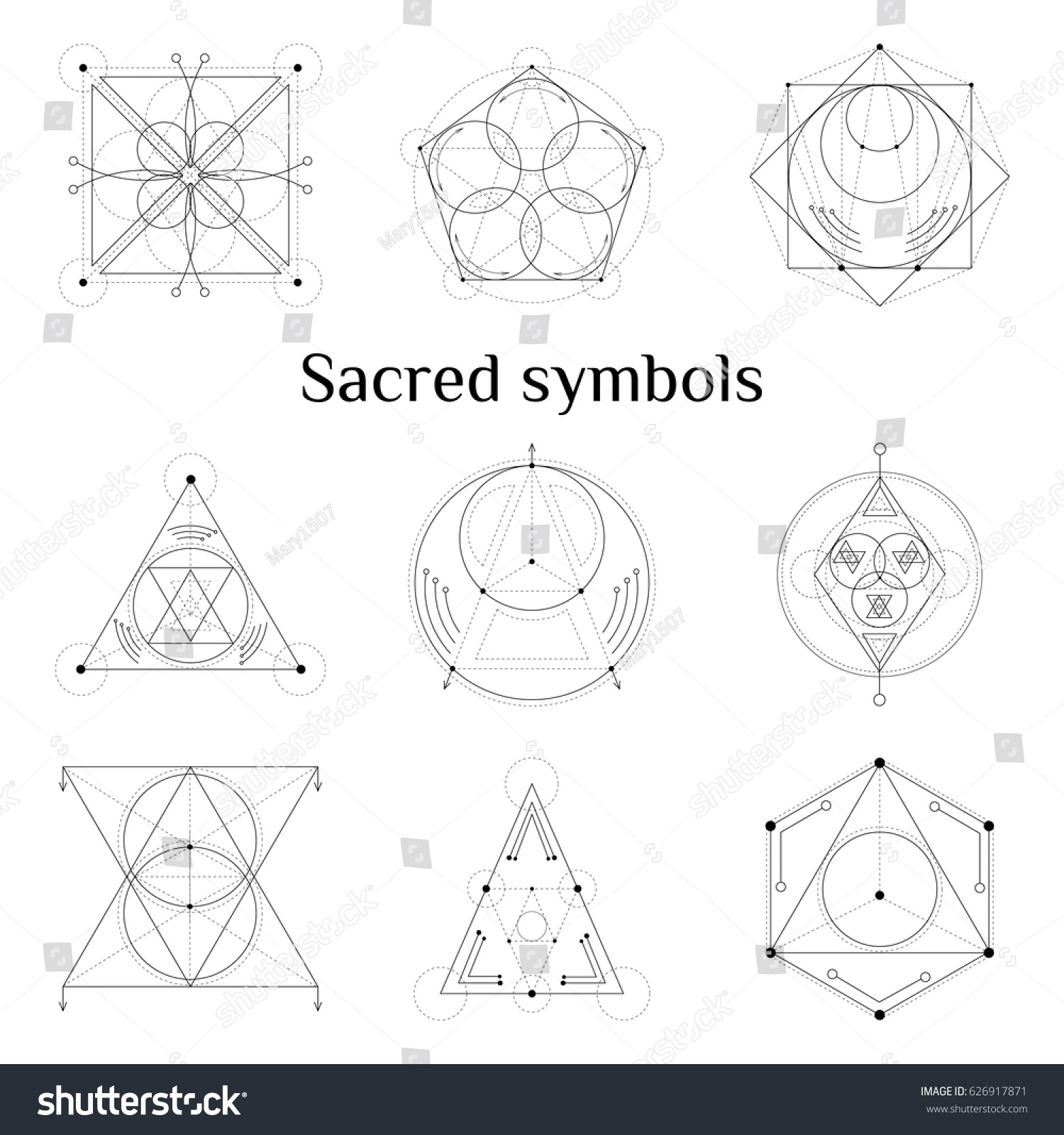 Set Sacred Geometry Symbols Elements Vector Stock Vector Royalty Free