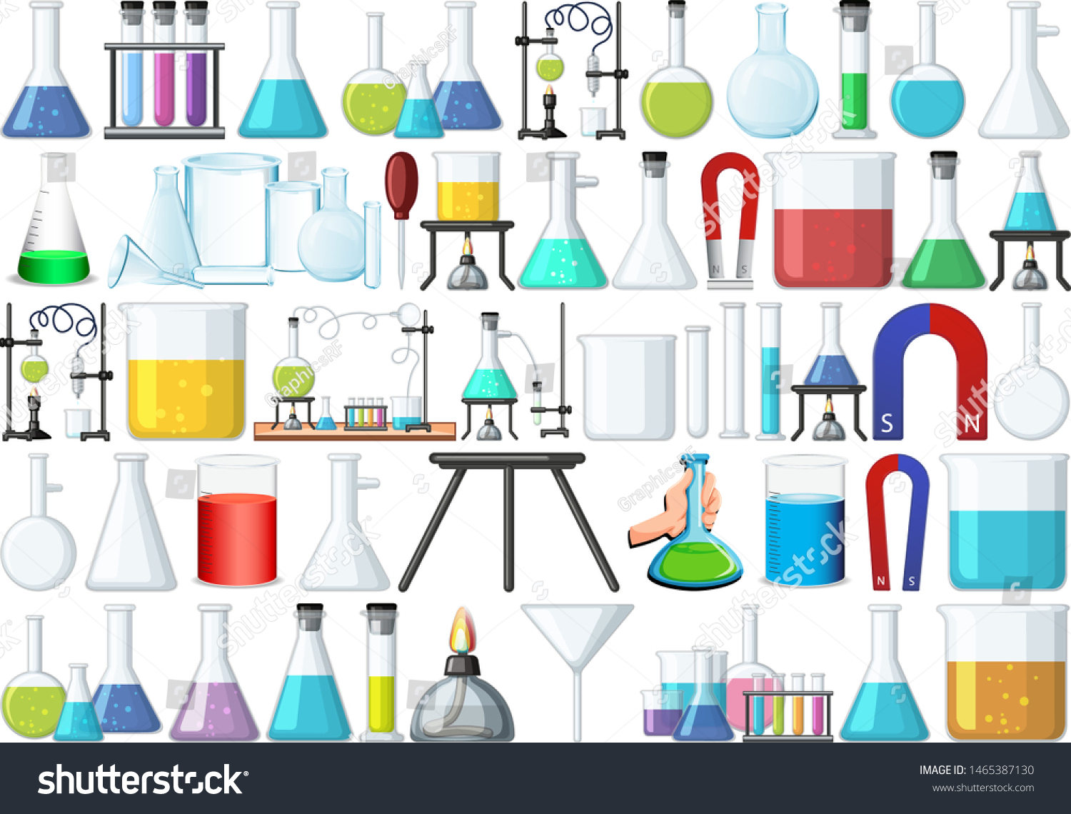 Set Science Beakers Illustration Stock Vector (Royalty Free) 1465387130 ...