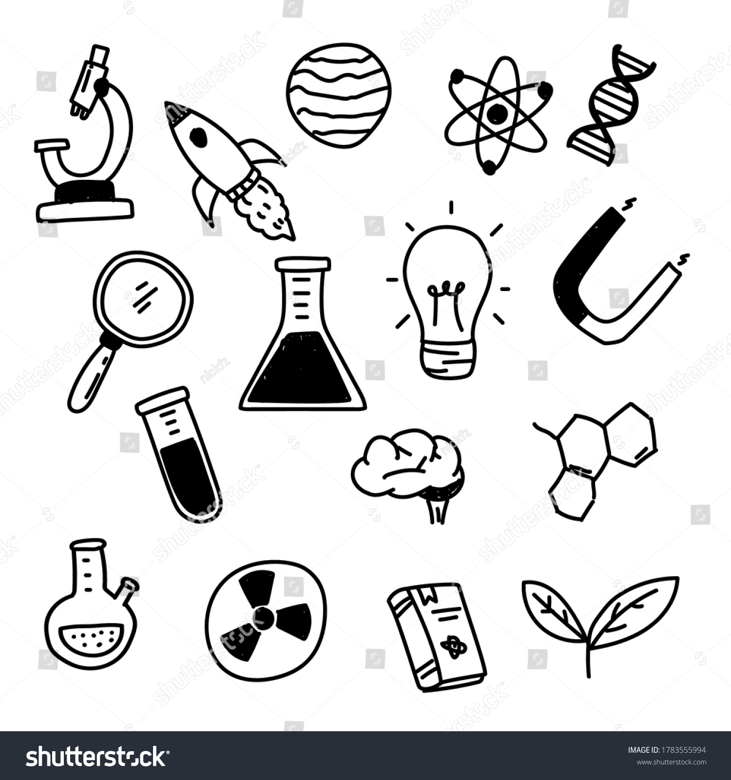 Set Science Related Vector Draw Doodle Stock Vector (Royalty Free ...