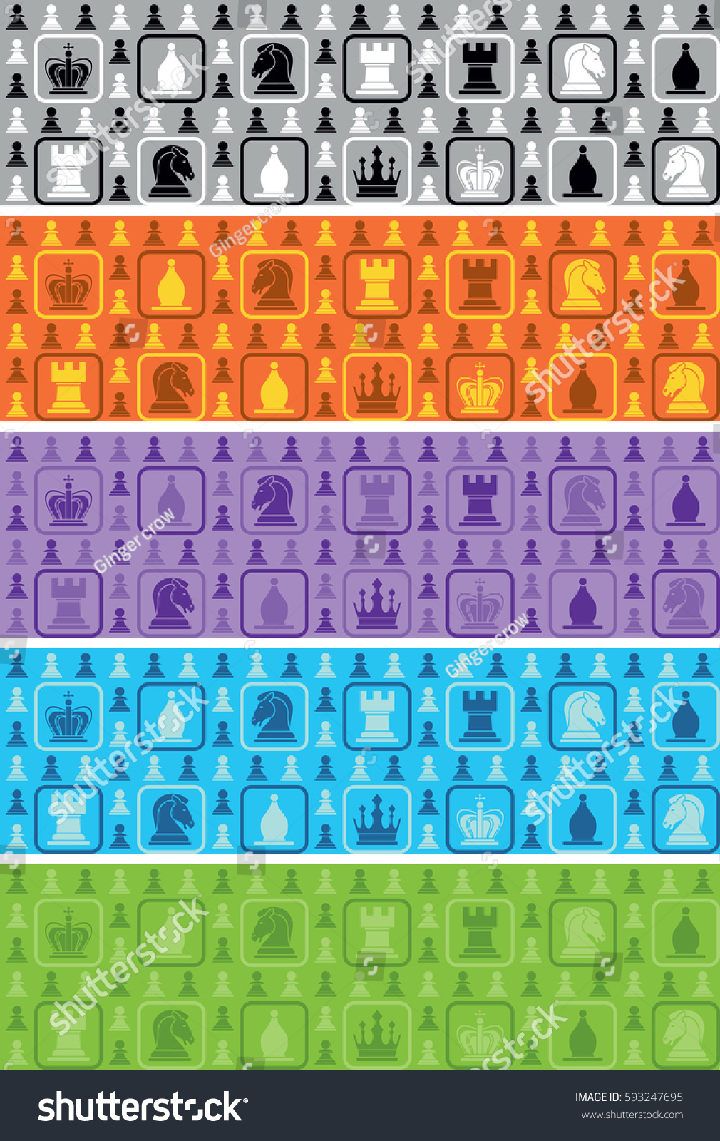 SVG of set of 4 seamless pattern with icons of all chess pieces svg