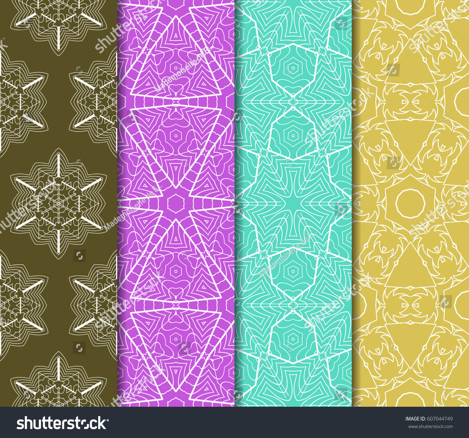 Set Seamless Texture Floral Ornament Vector Stock Vector Royalty Free