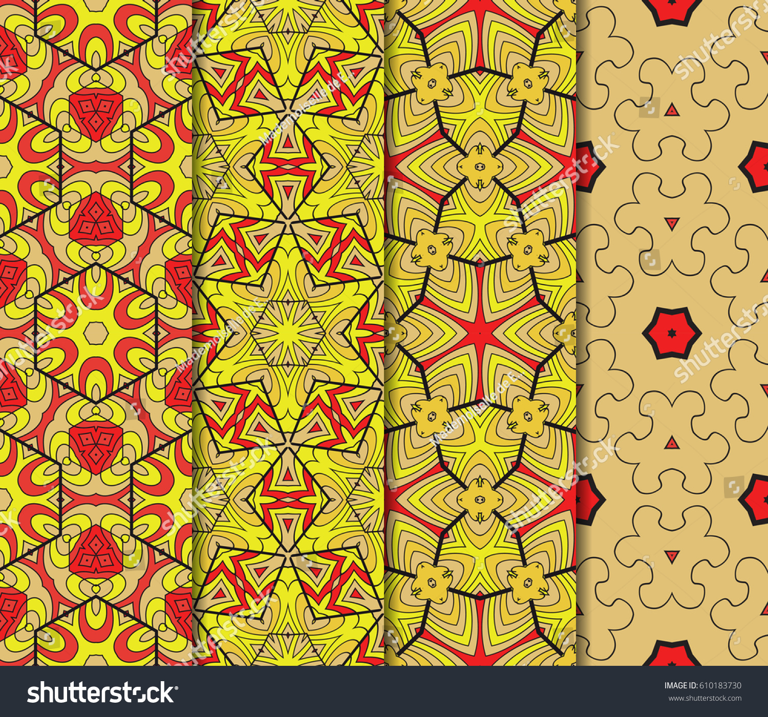 Set Seamless Texture Floral Ornament Vector Stock Vector Royalty Free