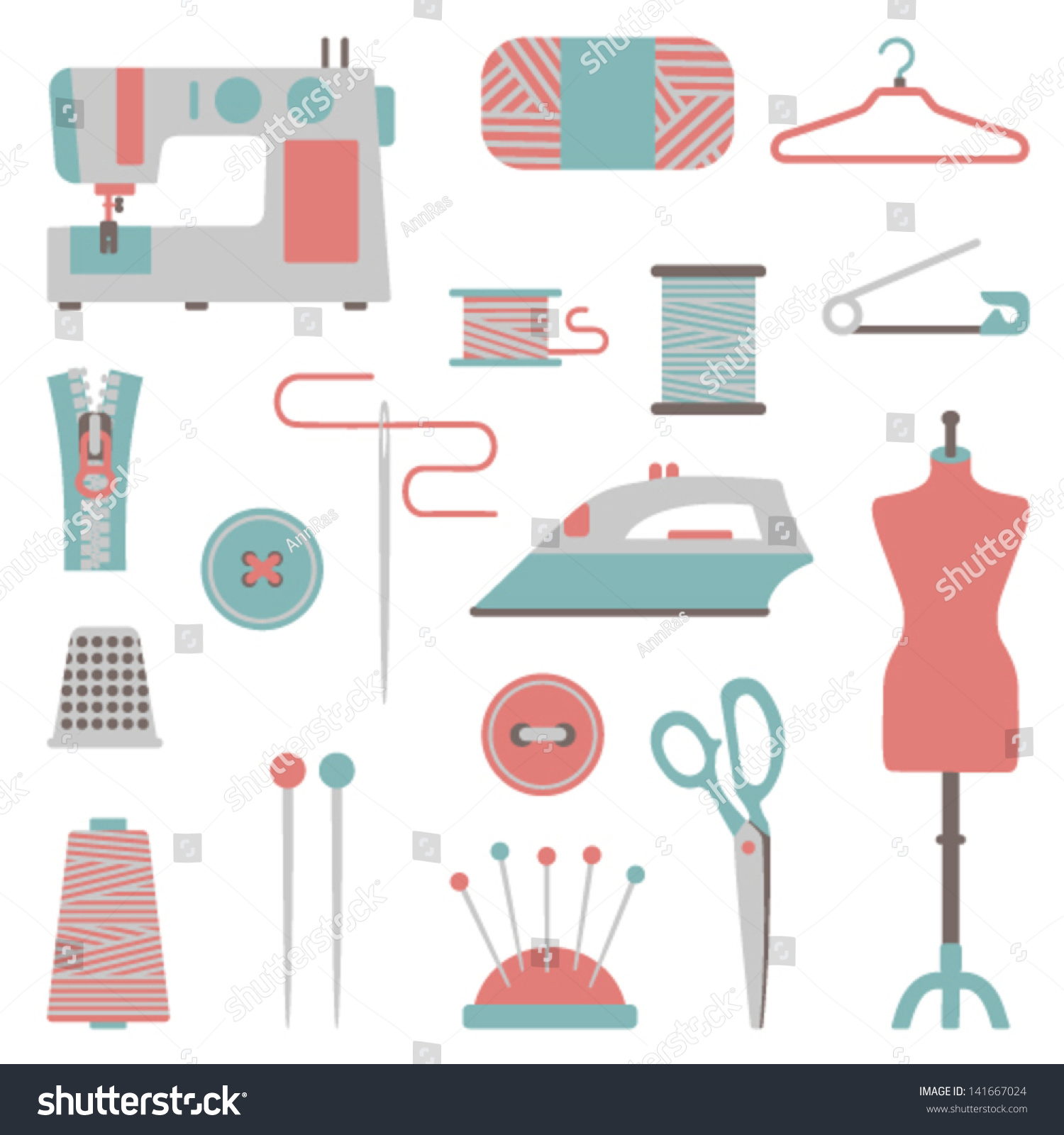 Set Sewing Icons Stock Vector Royalty Free 141667024 8216