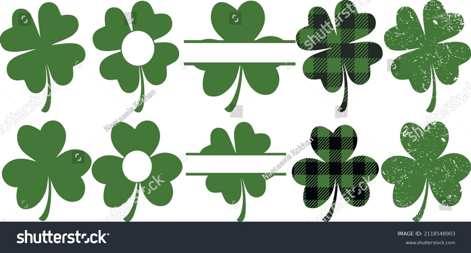 SVG of set of shamrock svg vector Illustration isolated on white background. lucky shamrock for irish celebrate, collection of cute clover, Patrick day, poster, banner and gift design,Irish cal svg