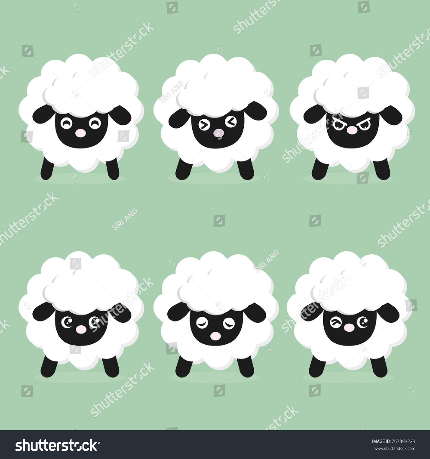 Set Sheep Cartoon Style Sheep Different Stock Vector (Royalty Free ...