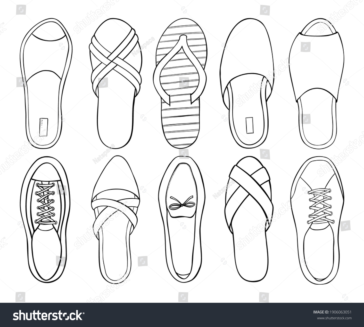 Set Shoes Hand Draw Doodle Outline Stock Vector (Royalty Free ...