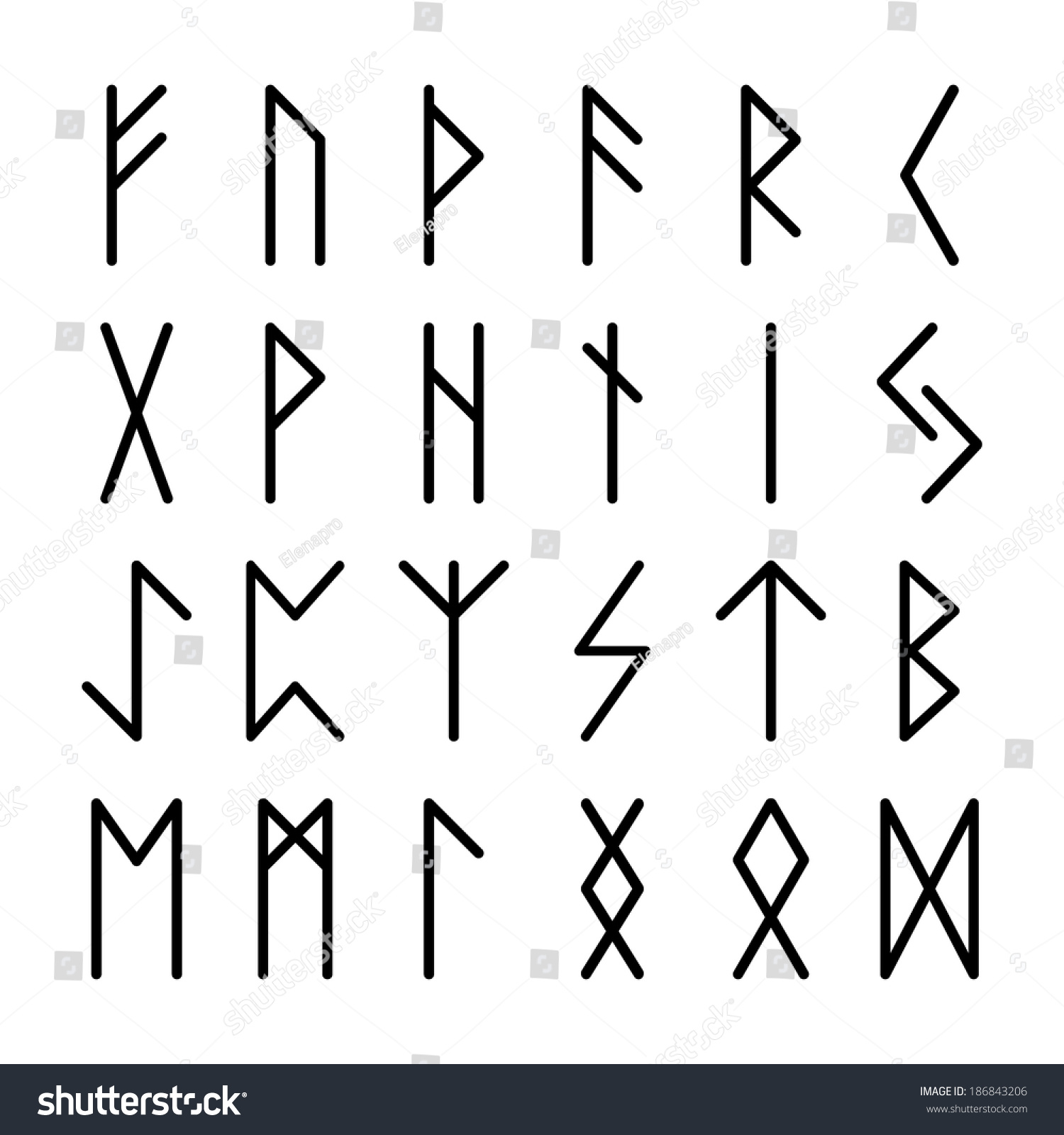 Set Signs Runes Isolated Stock Vector (Royalty Free) 186843206