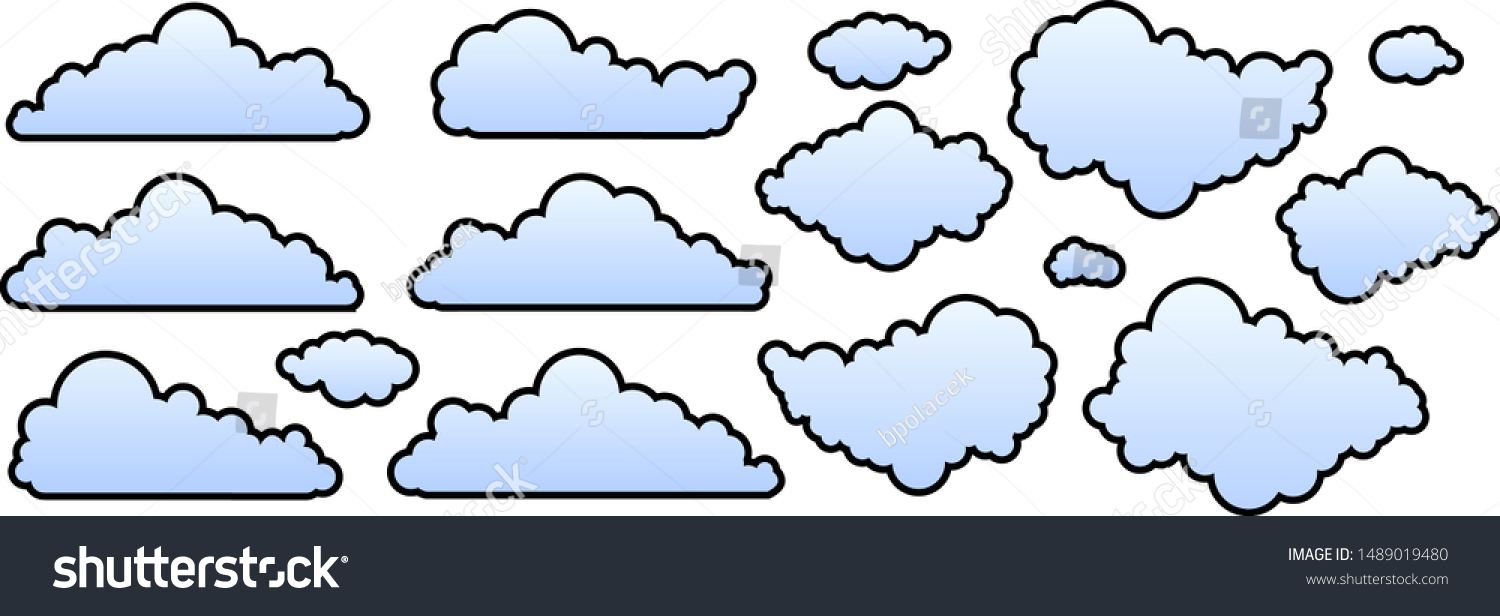 Set Silhouette Flat Style Clouds Vector Stock Vector Royalty Free Shutterstock