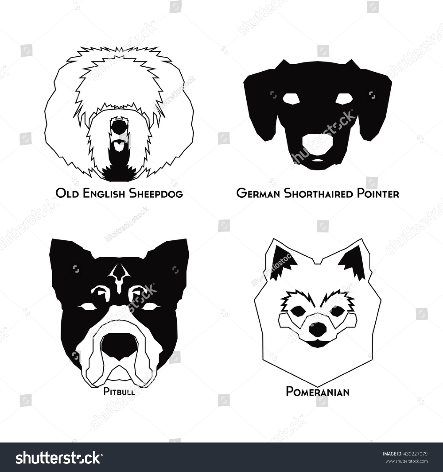 Set Silhouettes Different Dog Breeds On Stock Vector Royalty Free