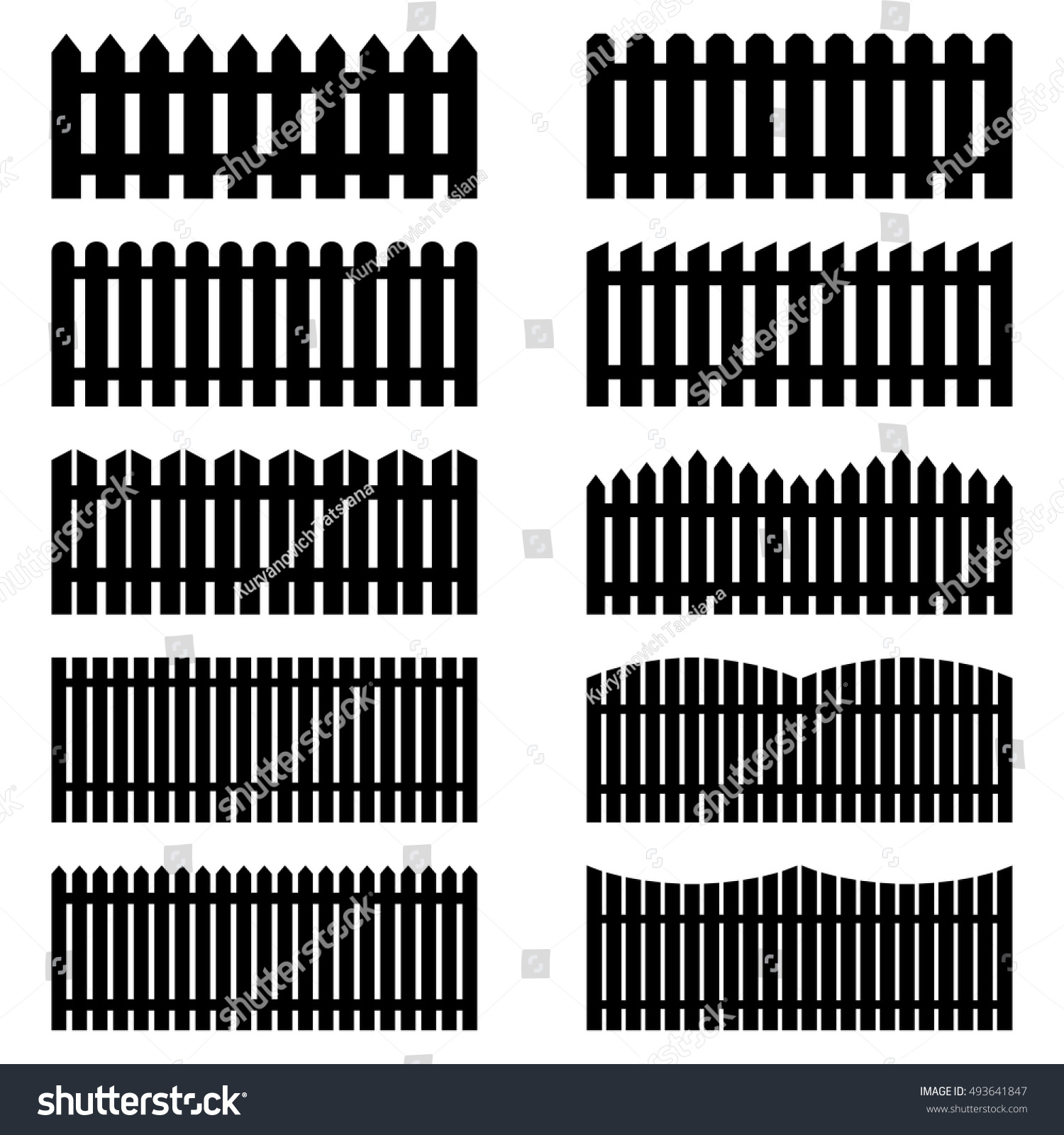 Set Silhouettes Fences Vector Illustration Stock Vector Royalty Free