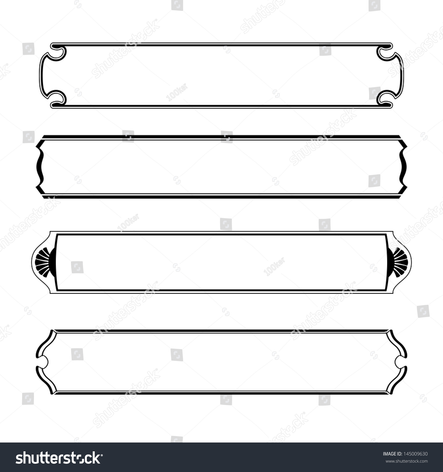 Set Of Simple Black Banners Border Frame Stock Vector Illustration ...