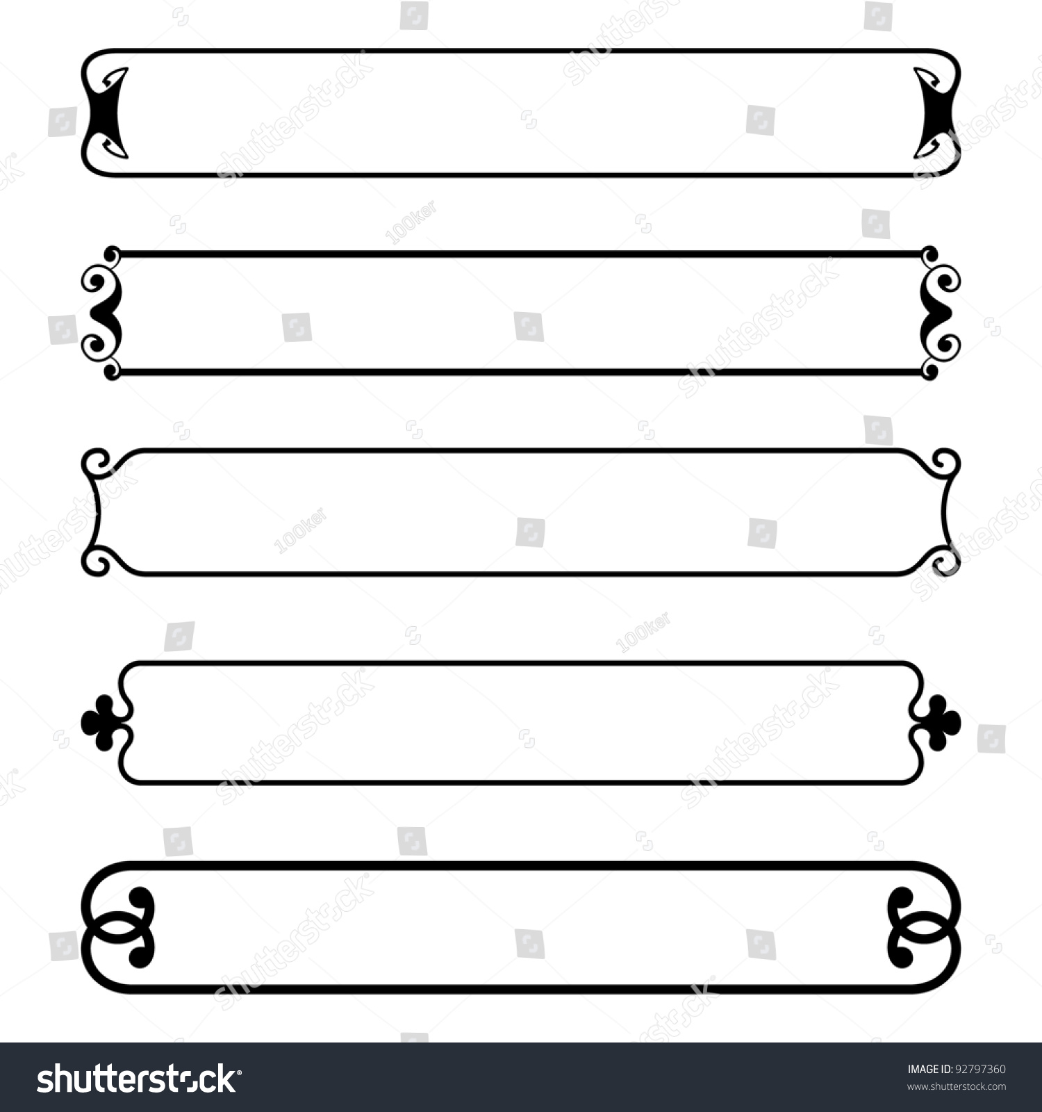 Set Simple Black Banners Border Frame Stock Vector (Royalty Free) 92797360