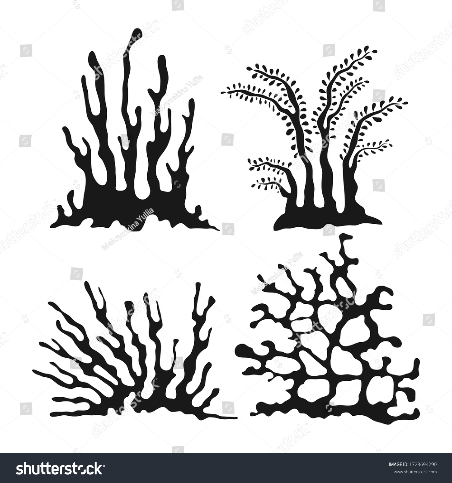 Set Simple Coral Reef Elements Isolated Stock Vector (Royalty Free ...