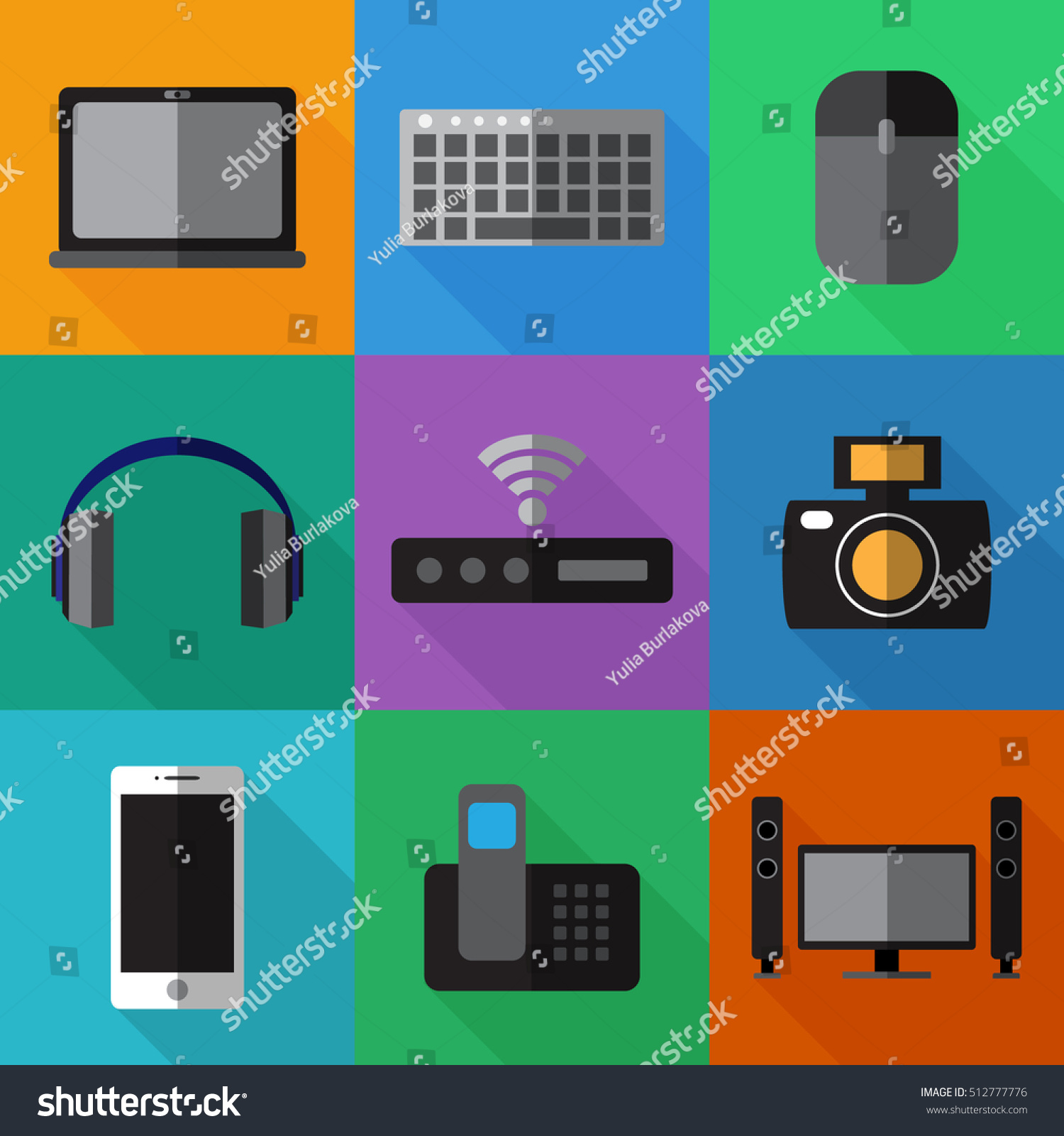 Set Simple Devices Flat Icons On Stock Vector 9 - Shutterstock