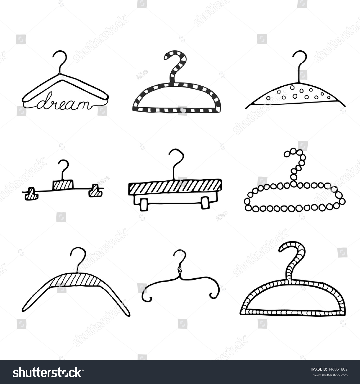 Set Simple Hand Drawn Doodle Clothes Stock Vector 446061802 Shutterstock