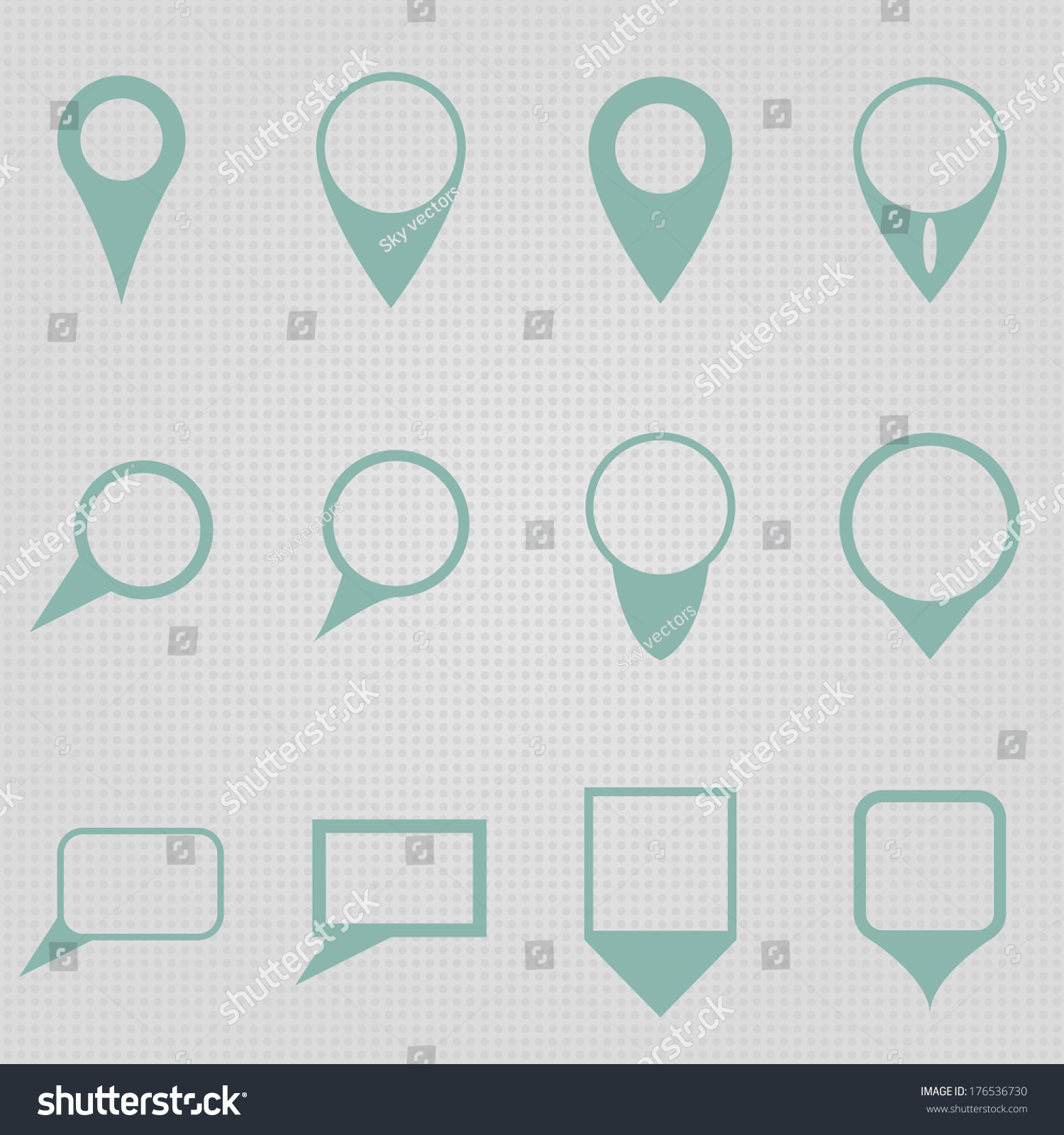 Set Simple Round Rectangular Map Pointers Stock Vector (Royalty Free ...