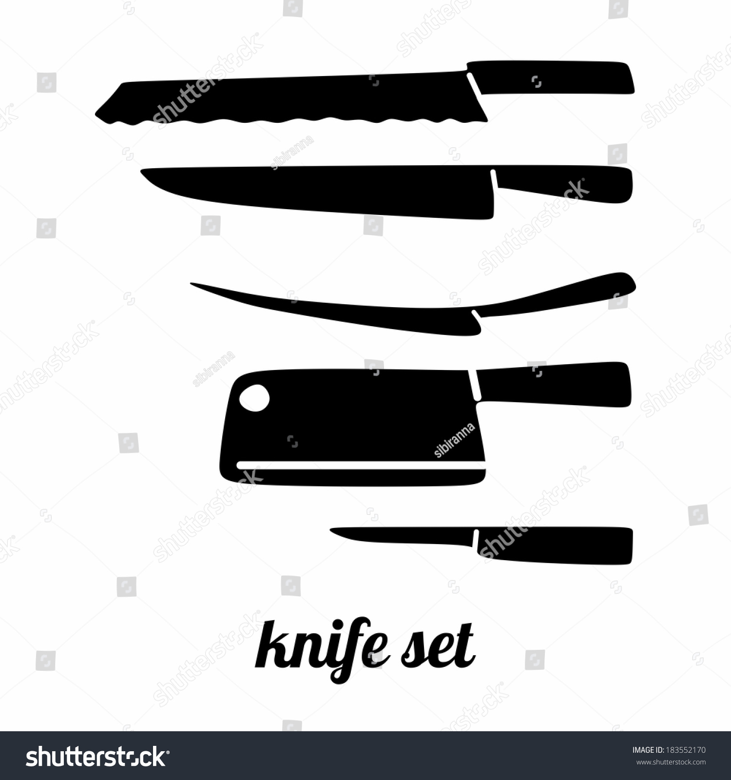 Set Simple Silhouettes Knives Different Shapes Stock Vector (Royalty ...